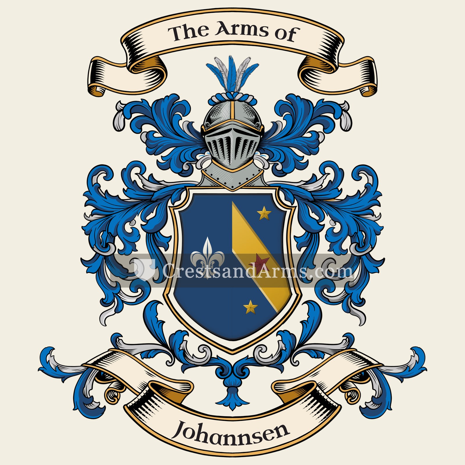 The Johannsen coat of arms, drawn from the recorded blazon