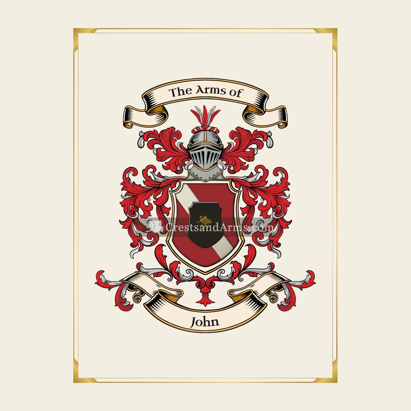 With gold border