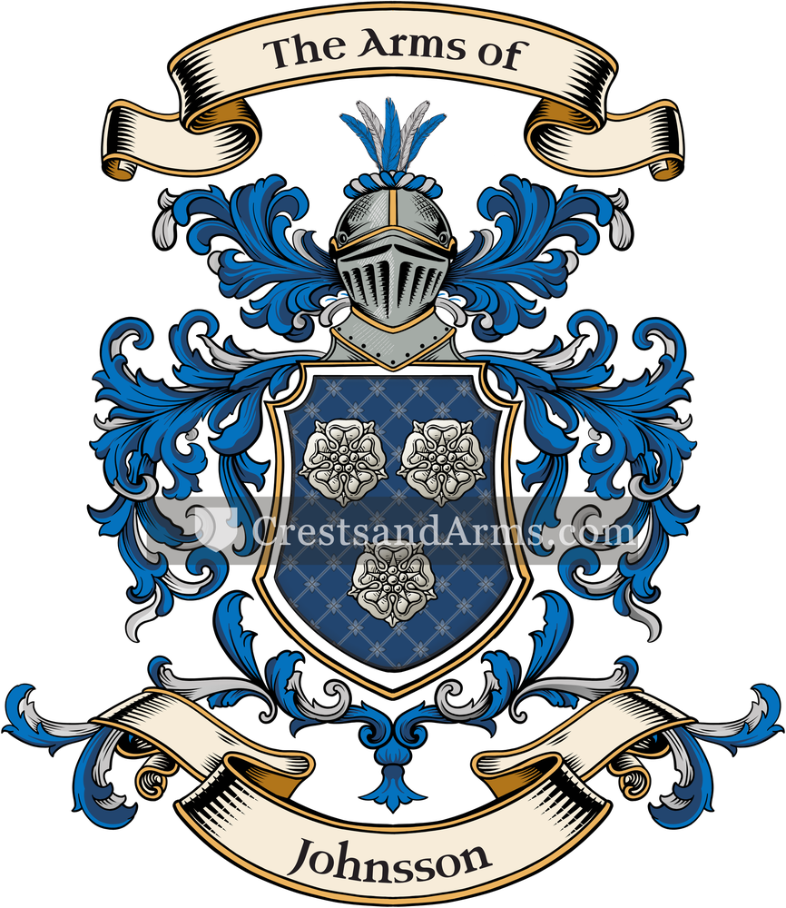 The Johnsson coat of arms, drawn from the recorded blazon