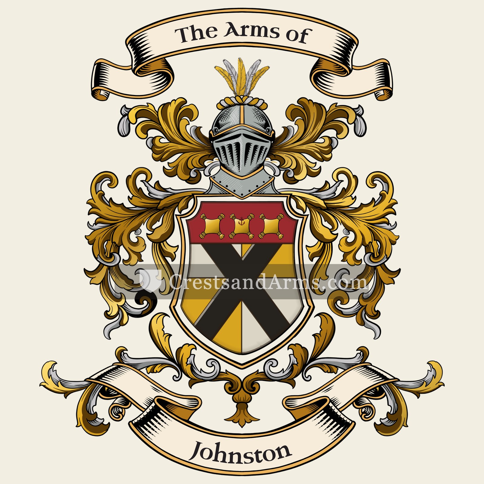 The Johnston coat of arms, drawn from the recorded blazon