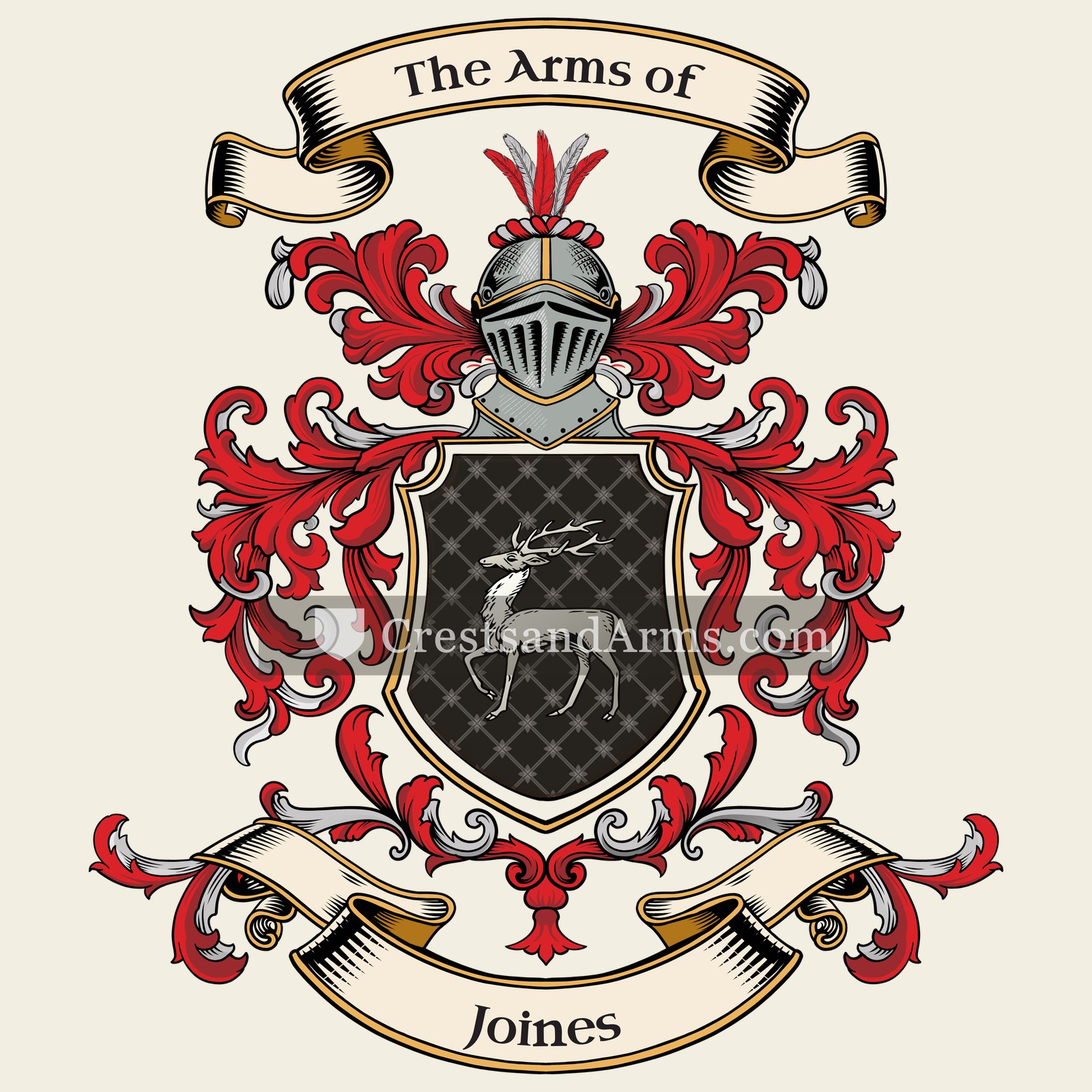 The Joines coat of arms, drawn from the recorded blazon