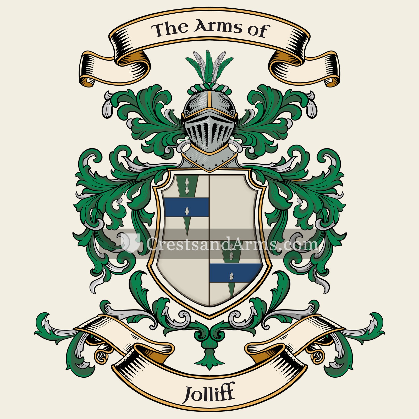 The Jolliff coat of arms, drawn from the recorded blazon