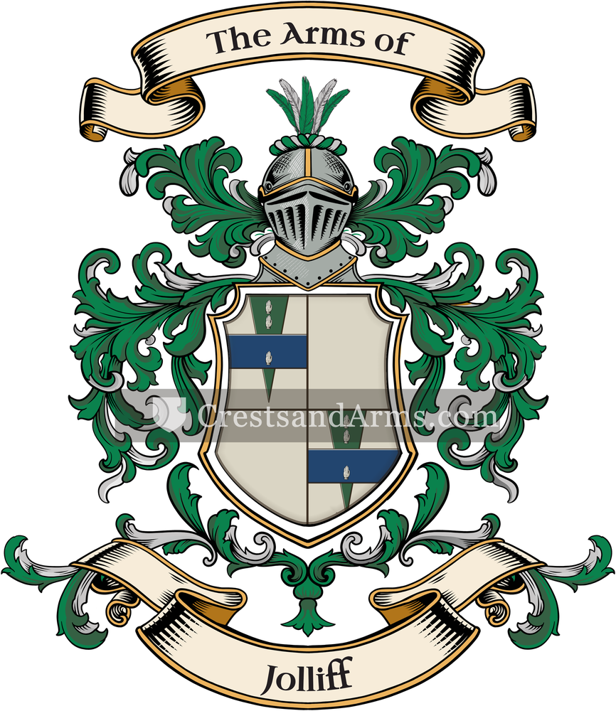 The Jolliff coat of arms, drawn from the recorded blazon