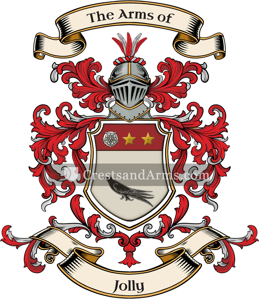 The Jolly coat of arms, drawn from the recorded blazon
