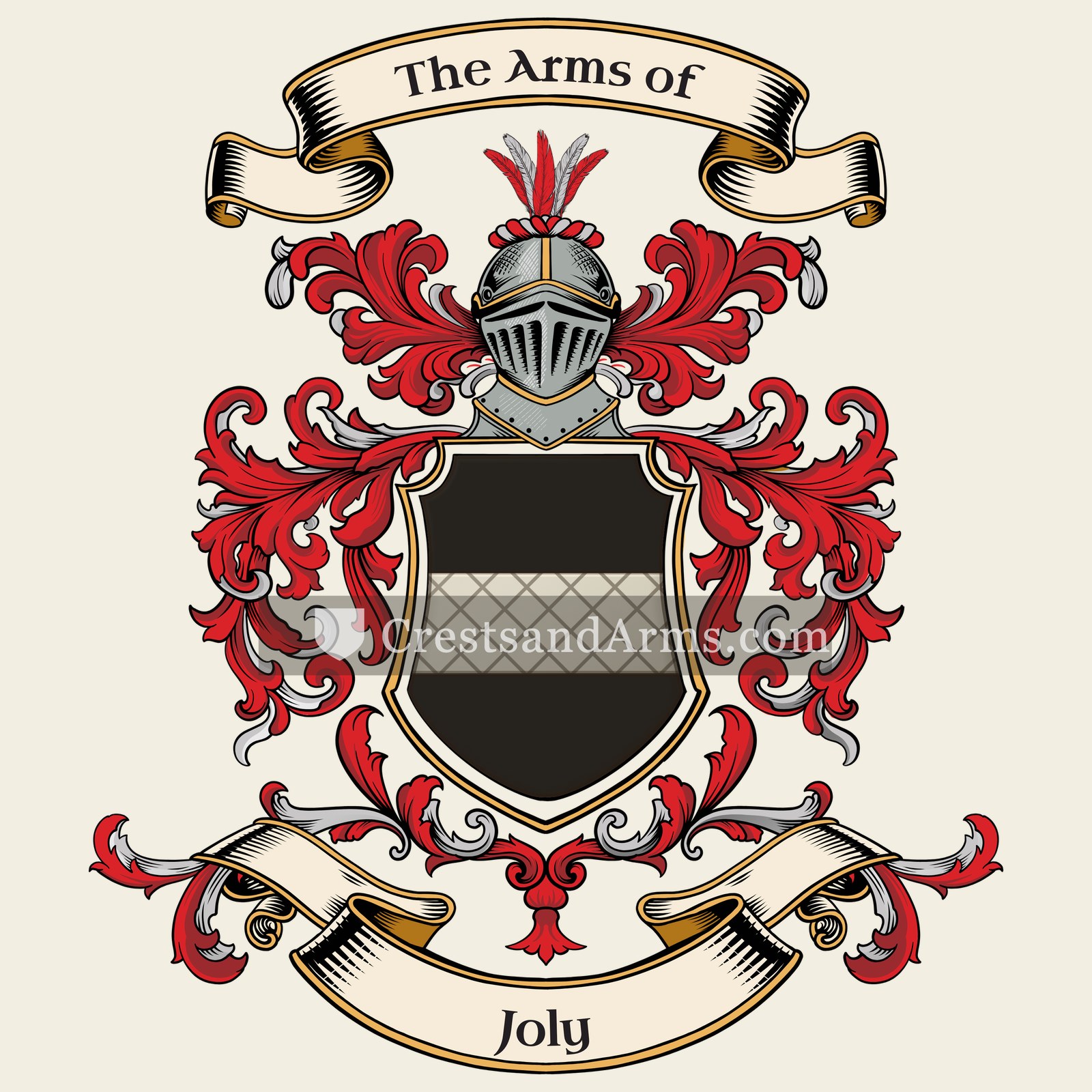 The Joly coat of arms, drawn from the recorded blazon
