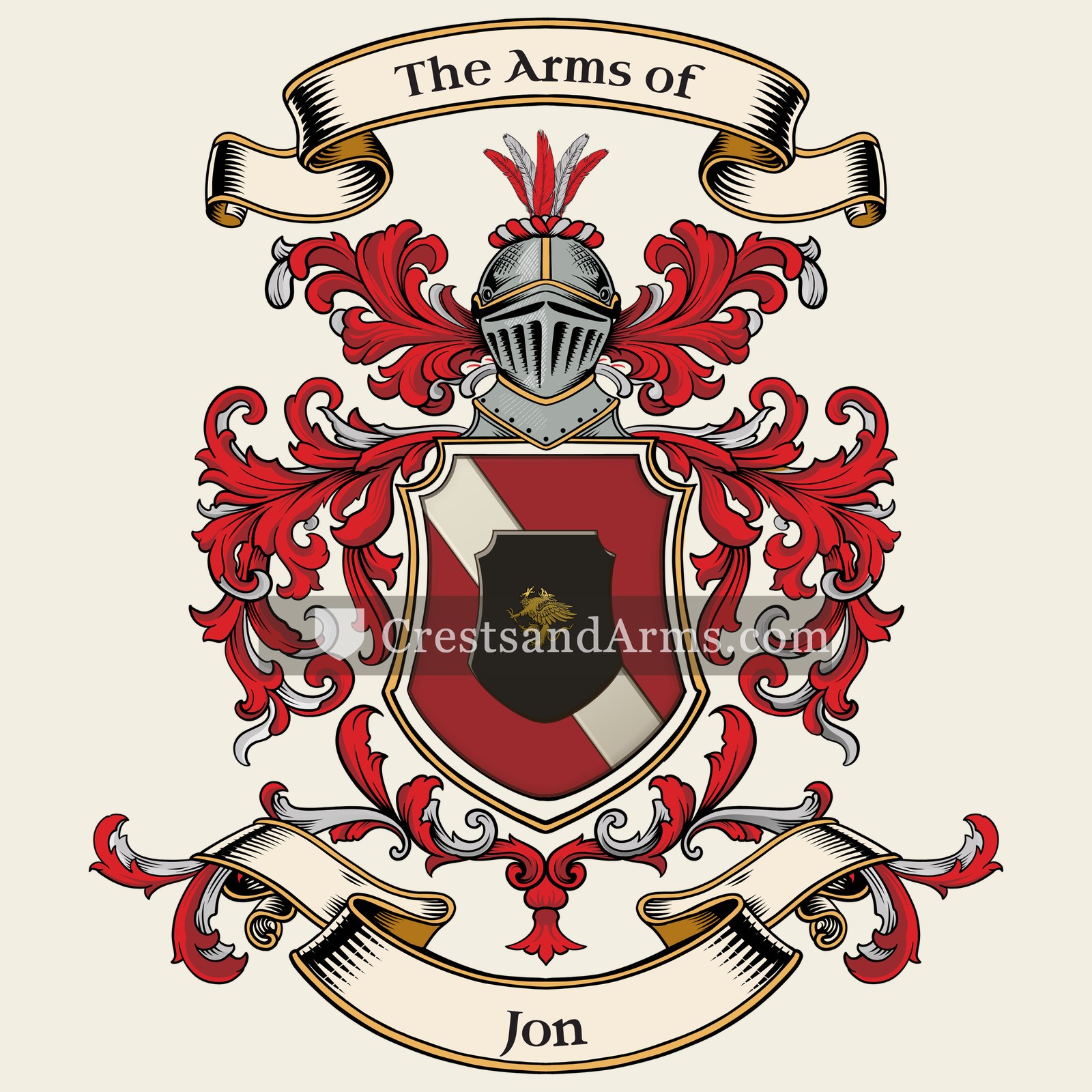The Jon coat of arms, drawn from the recorded blazon