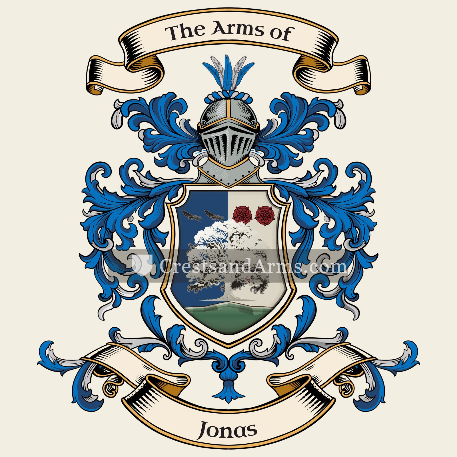 The Jonas coat of arms, drawn from the recorded blazon