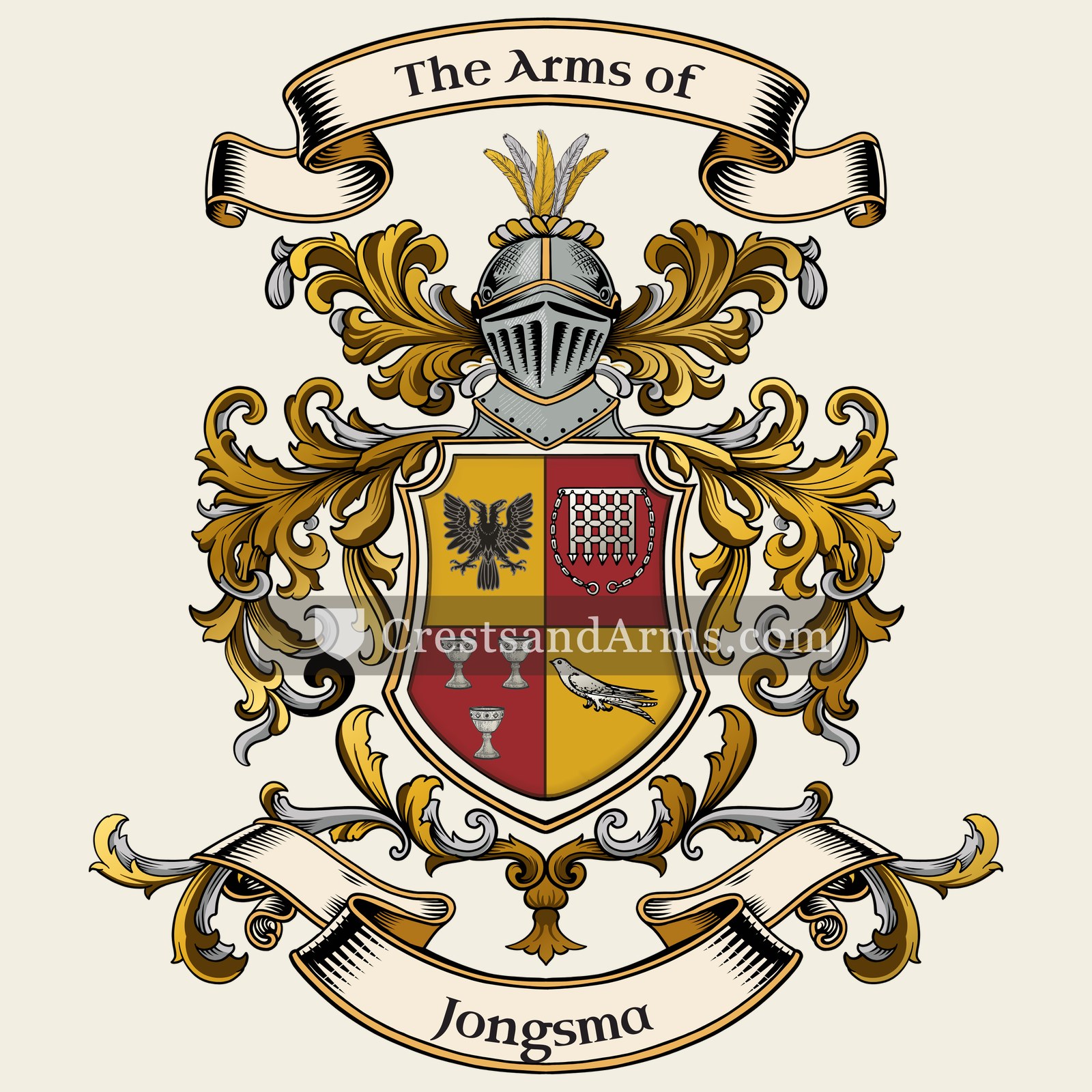 The Jongsma coat of arms, drawn from the recorded blazon