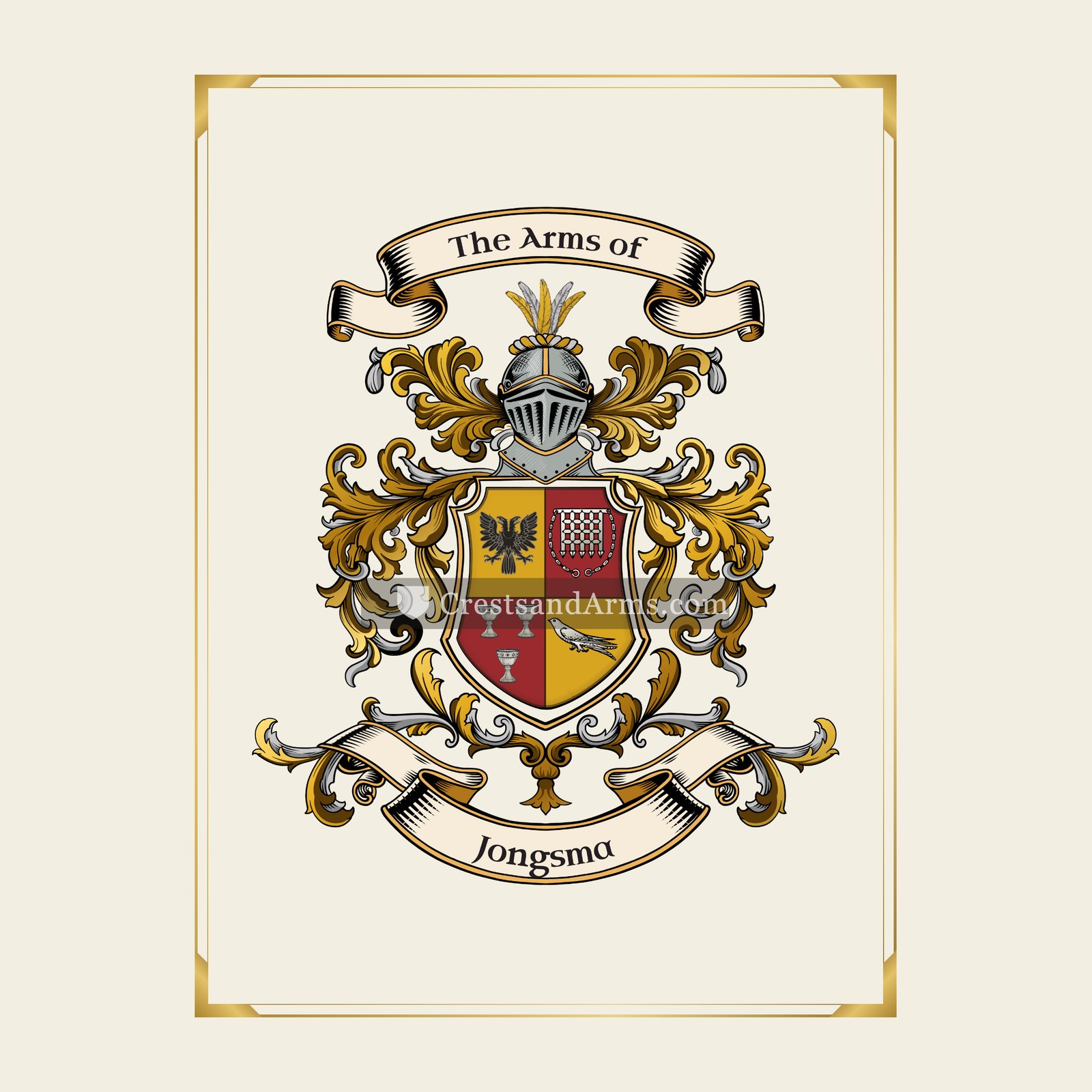 With gold border