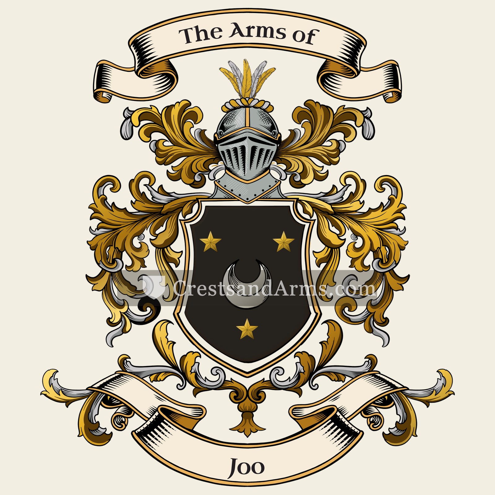 The Joo coat of arms, drawn from the recorded blazon