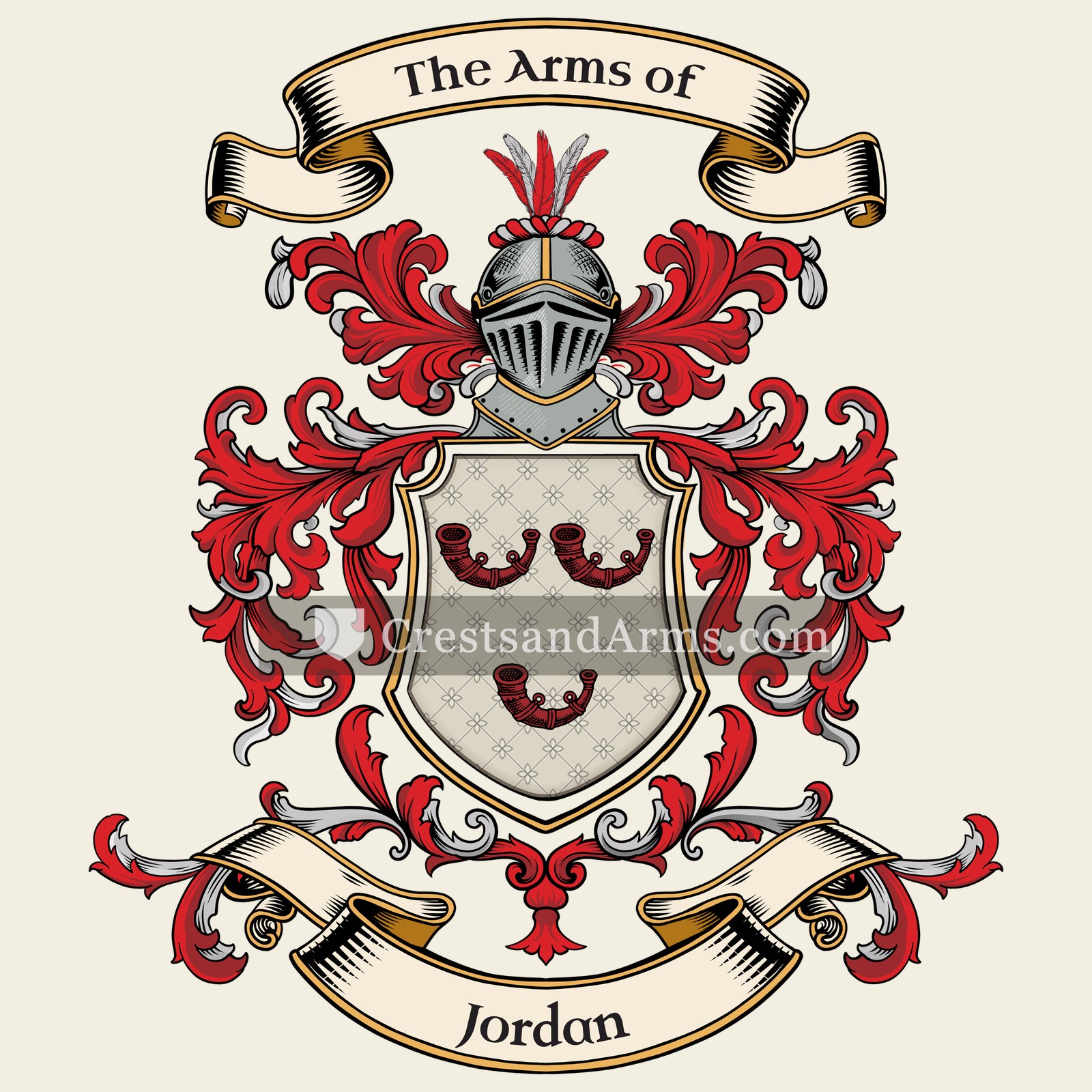 The Jordan coat of arms, drawn from the recorded blazon