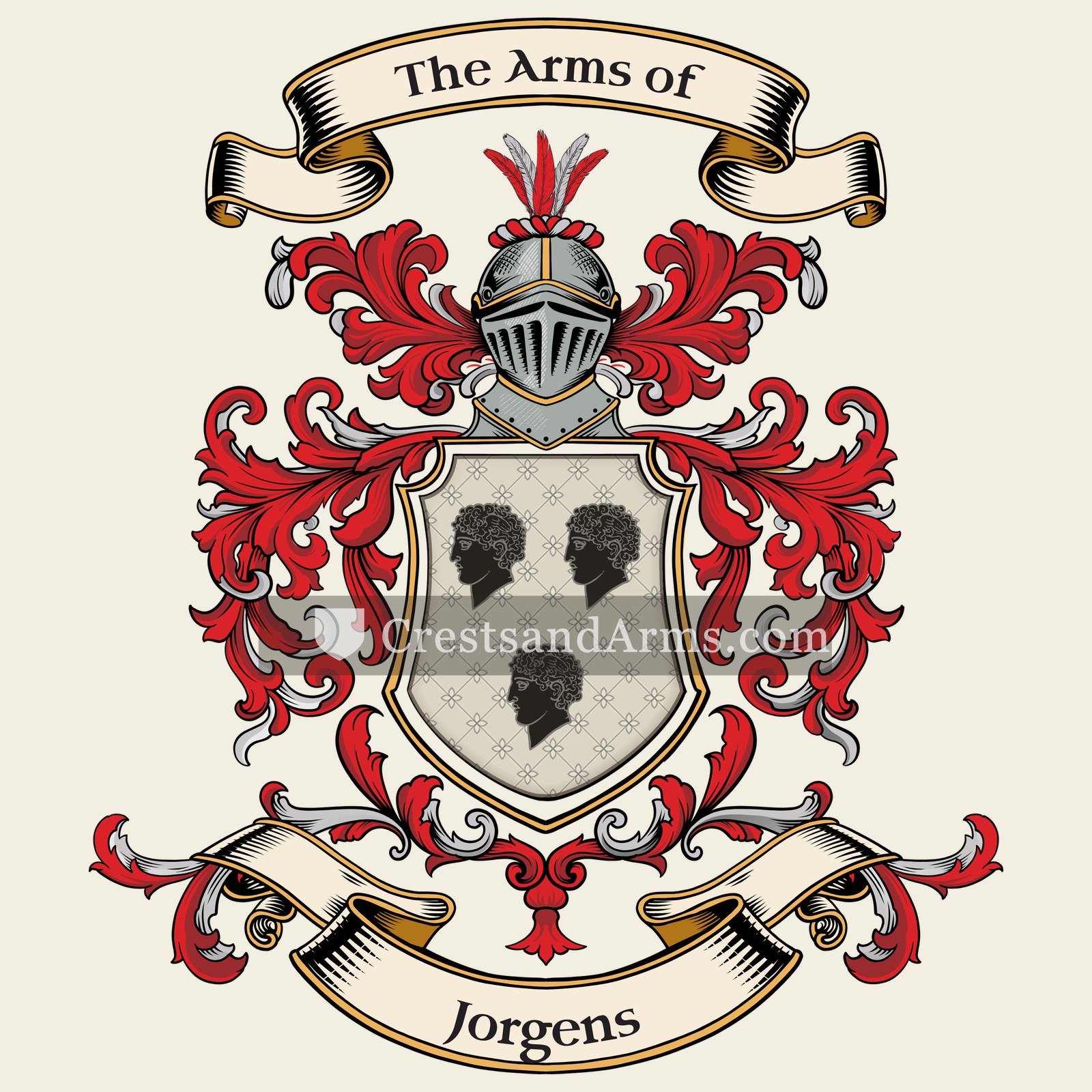 The Jorgens coat of arms, drawn from the recorded blazon