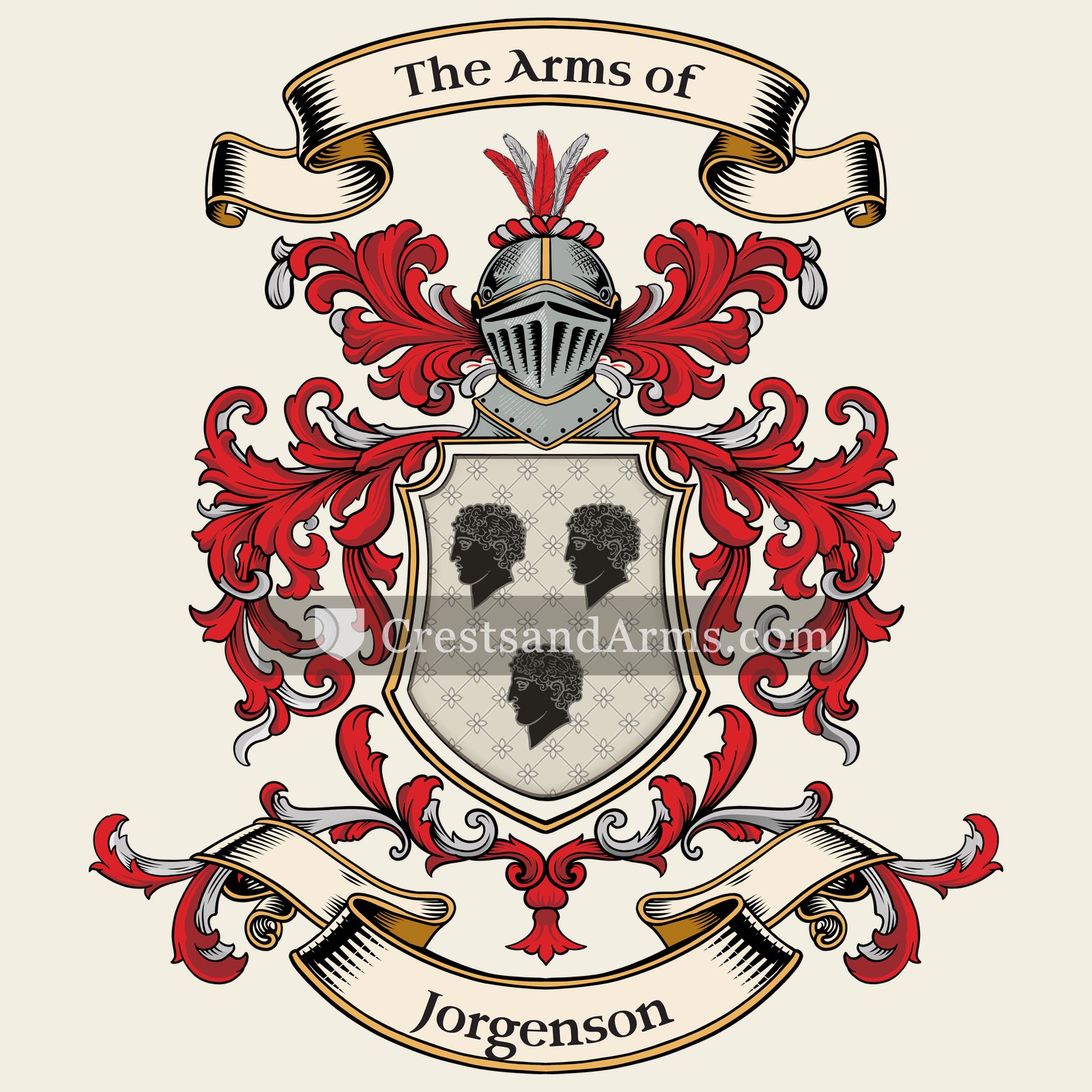 The Jorgenson coat of arms, drawn from the recorded blazon