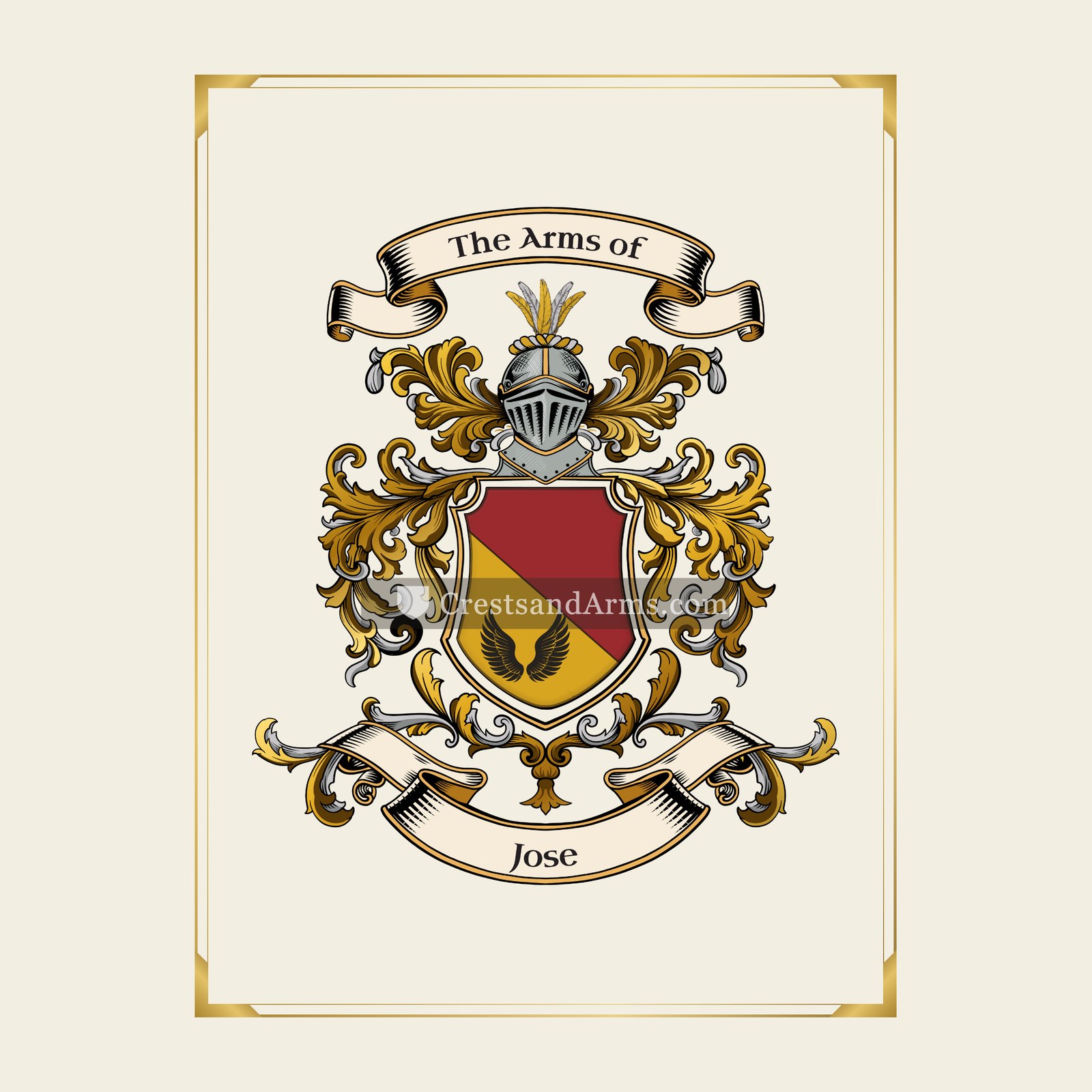 With gold border