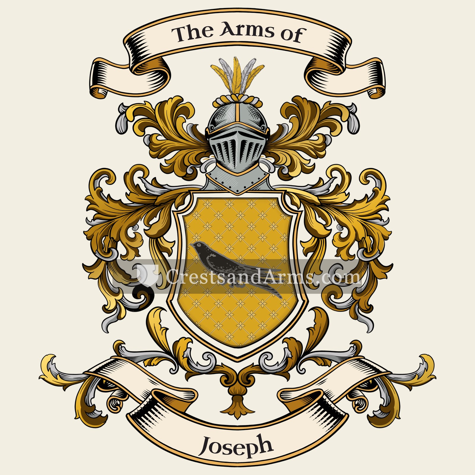 The Joseph coat of arms, drawn from the recorded blazon