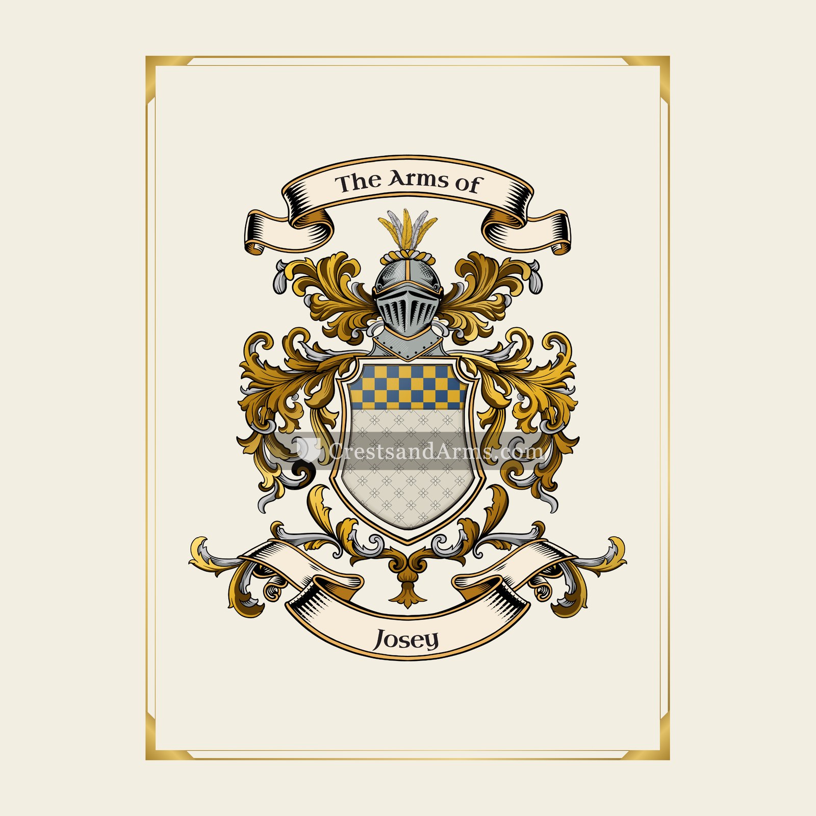 With gold border
