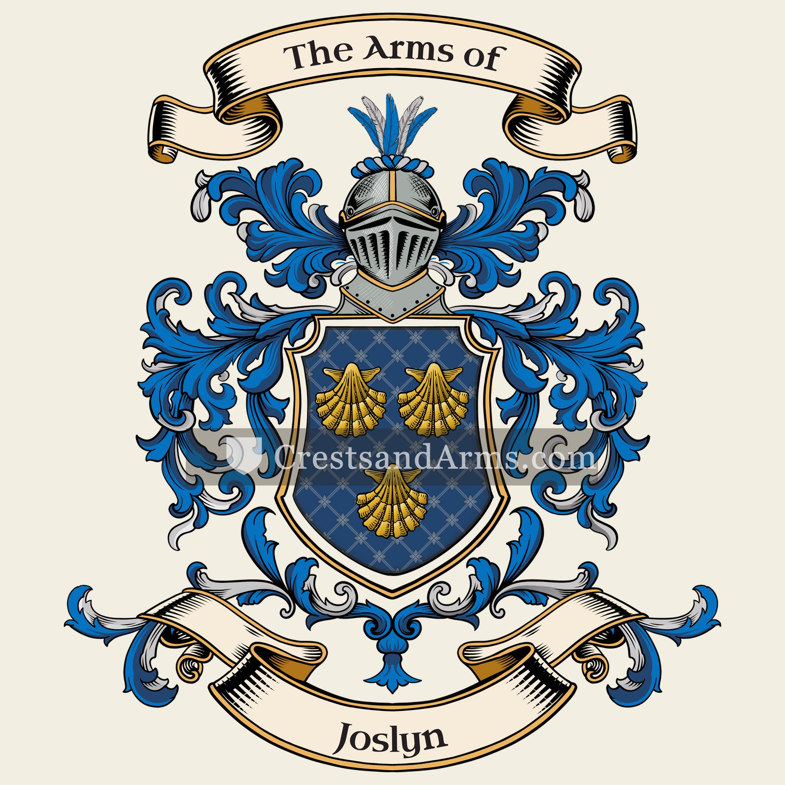 The Joslyn coat of arms, drawn from the recorded blazon