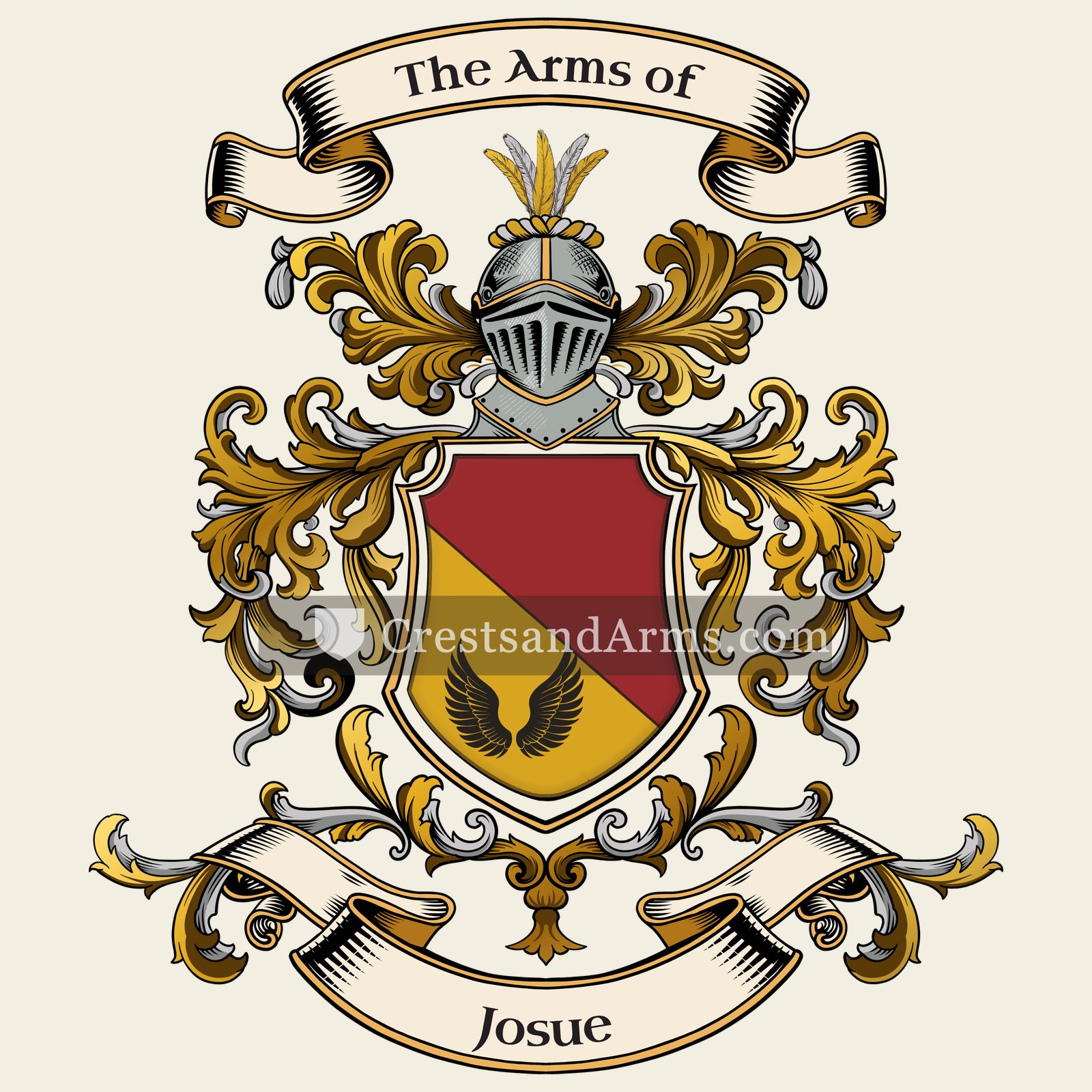 The Josue coat of arms, drawn from the recorded blazon