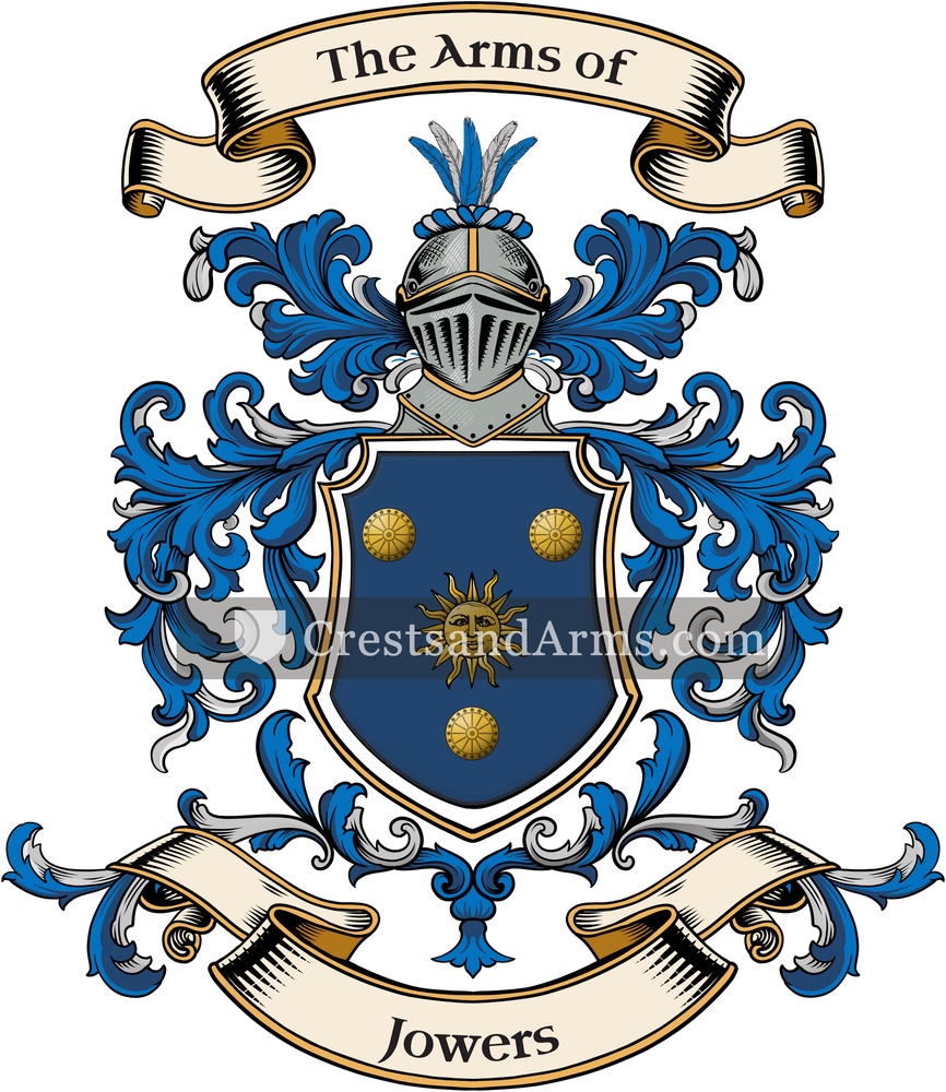 The Jowers coat of arms, drawn from the recorded blazon