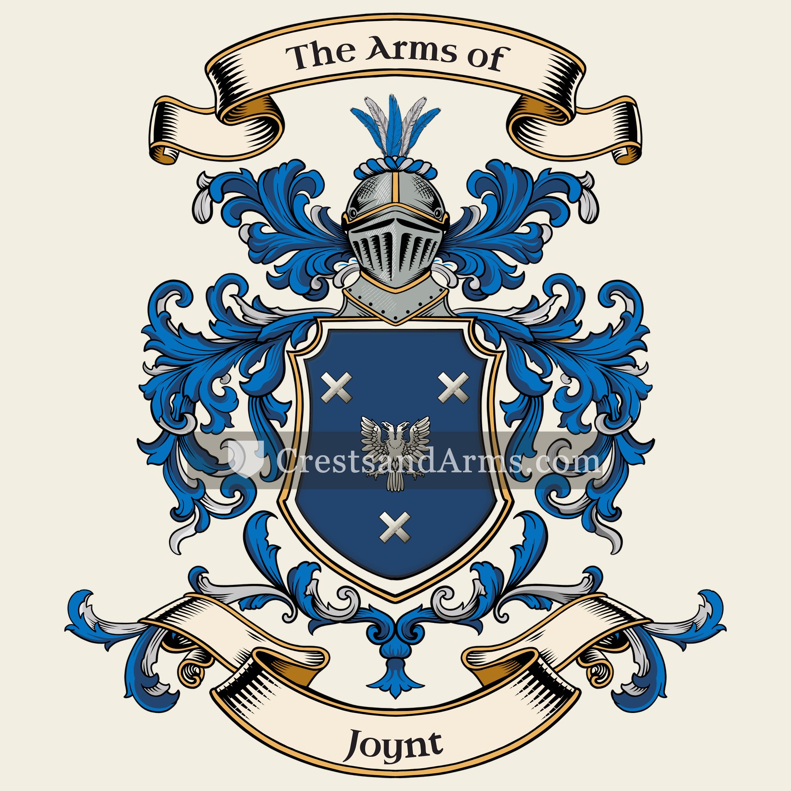 The Joynt coat of arms, drawn from the recorded blazon