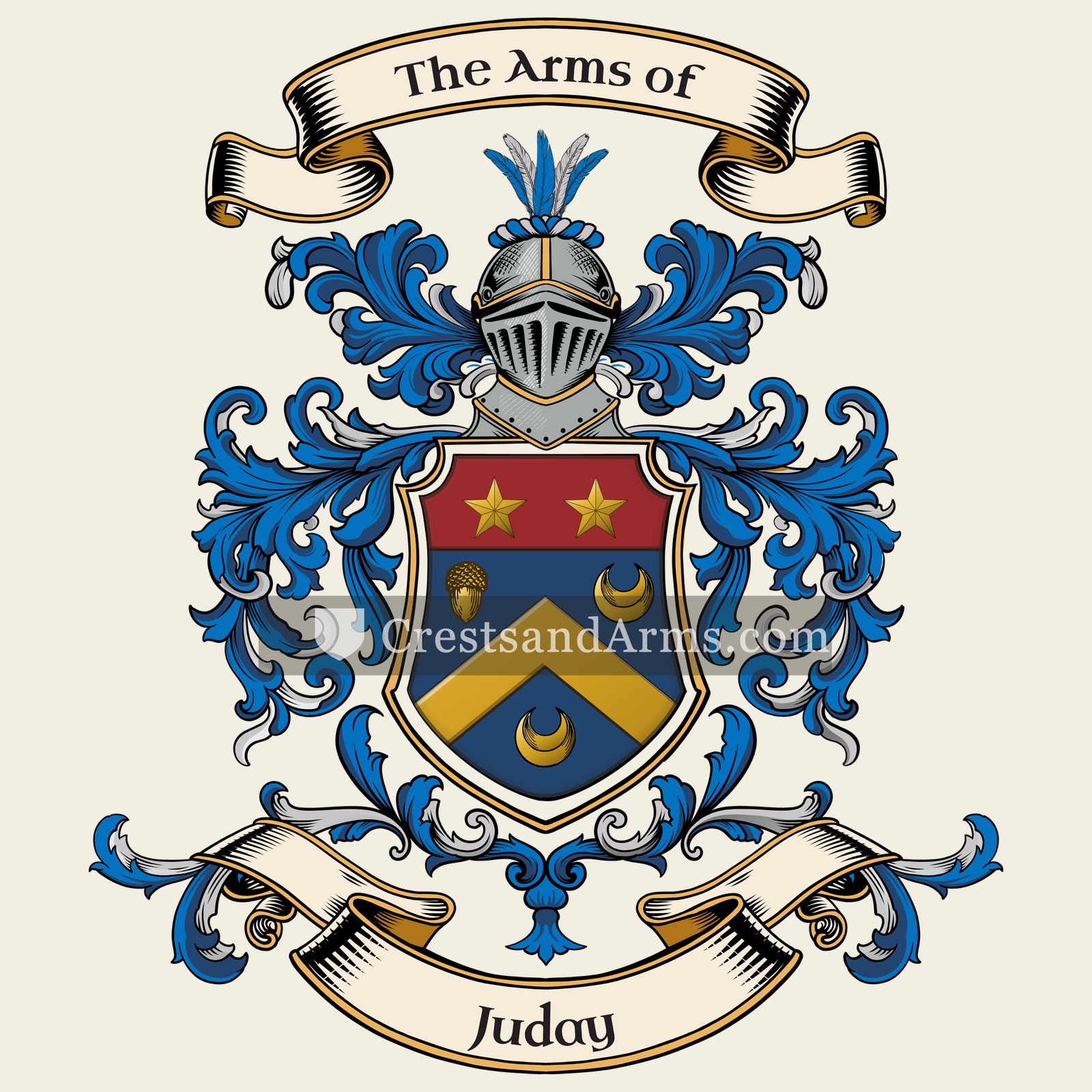 The Juday coat of arms, drawn from the recorded blazon