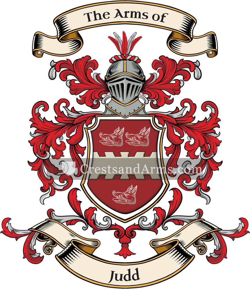 The Judd coat of arms, drawn from the recorded blazon
