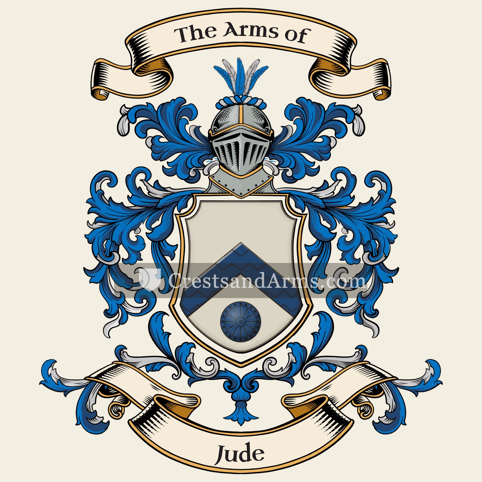 The Jude coat of arms, drawn from the recorded blazon