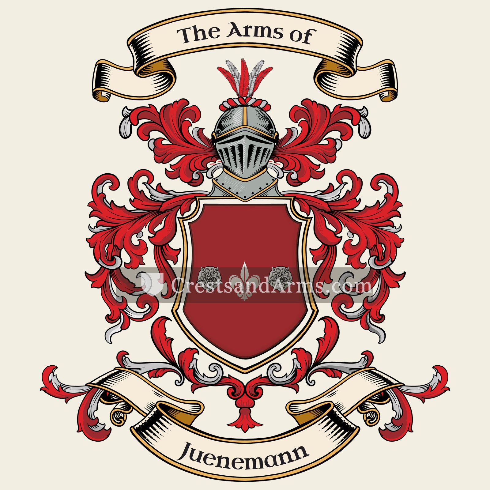The Juenemann coat of arms, drawn from the recorded blazon
