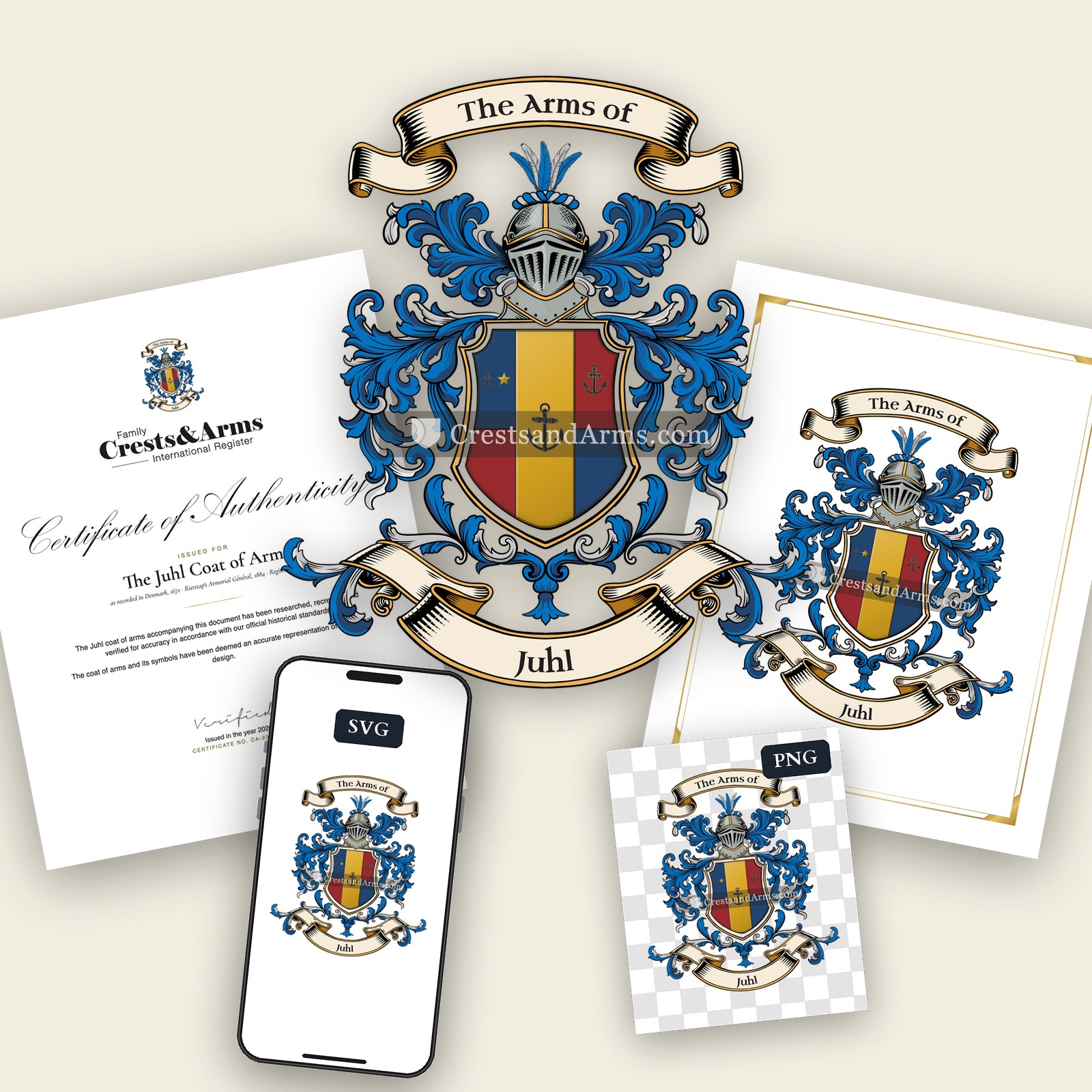The Juhl arms on the coat of arms — digital pack
