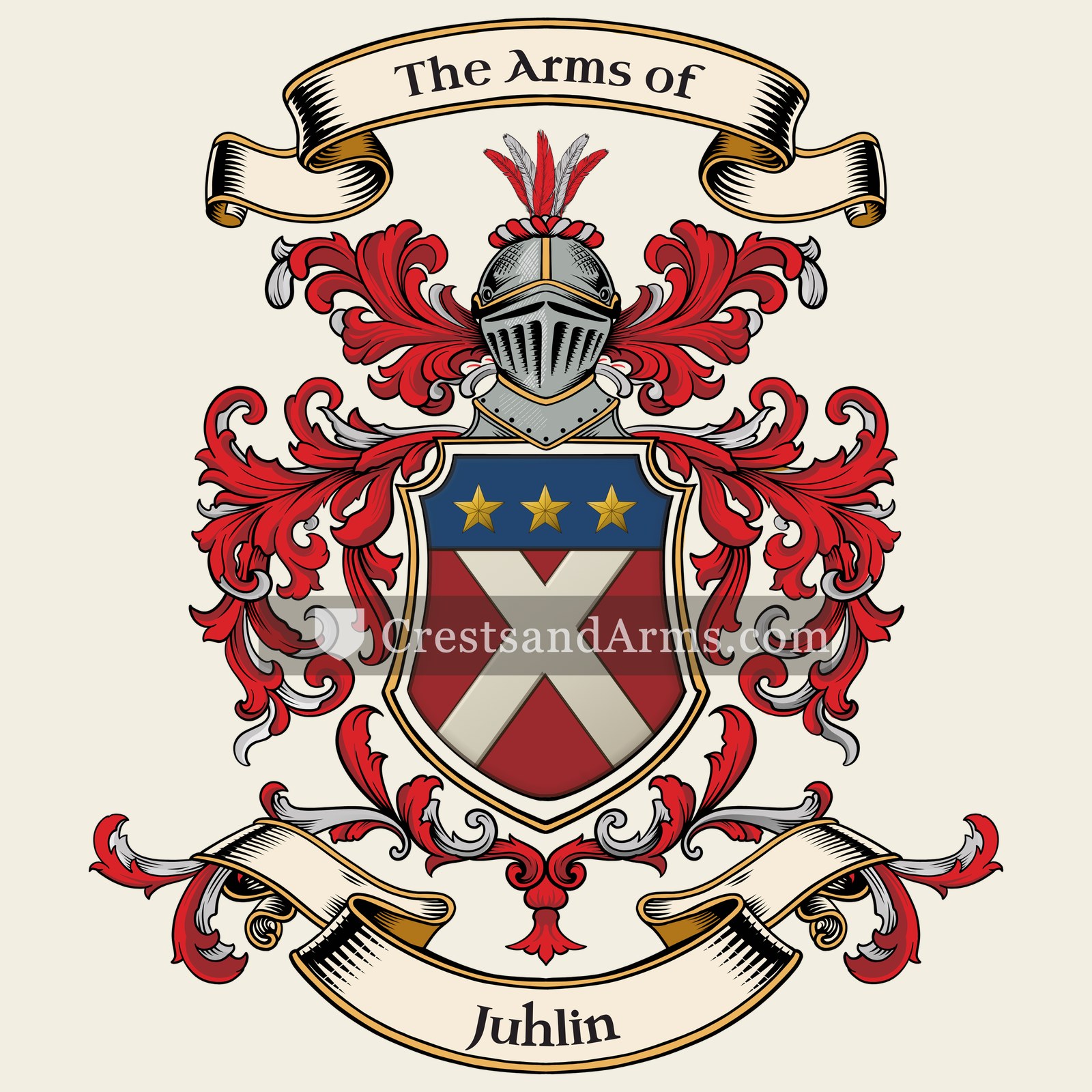 The Juhlin coat of arms, drawn from the recorded blazon