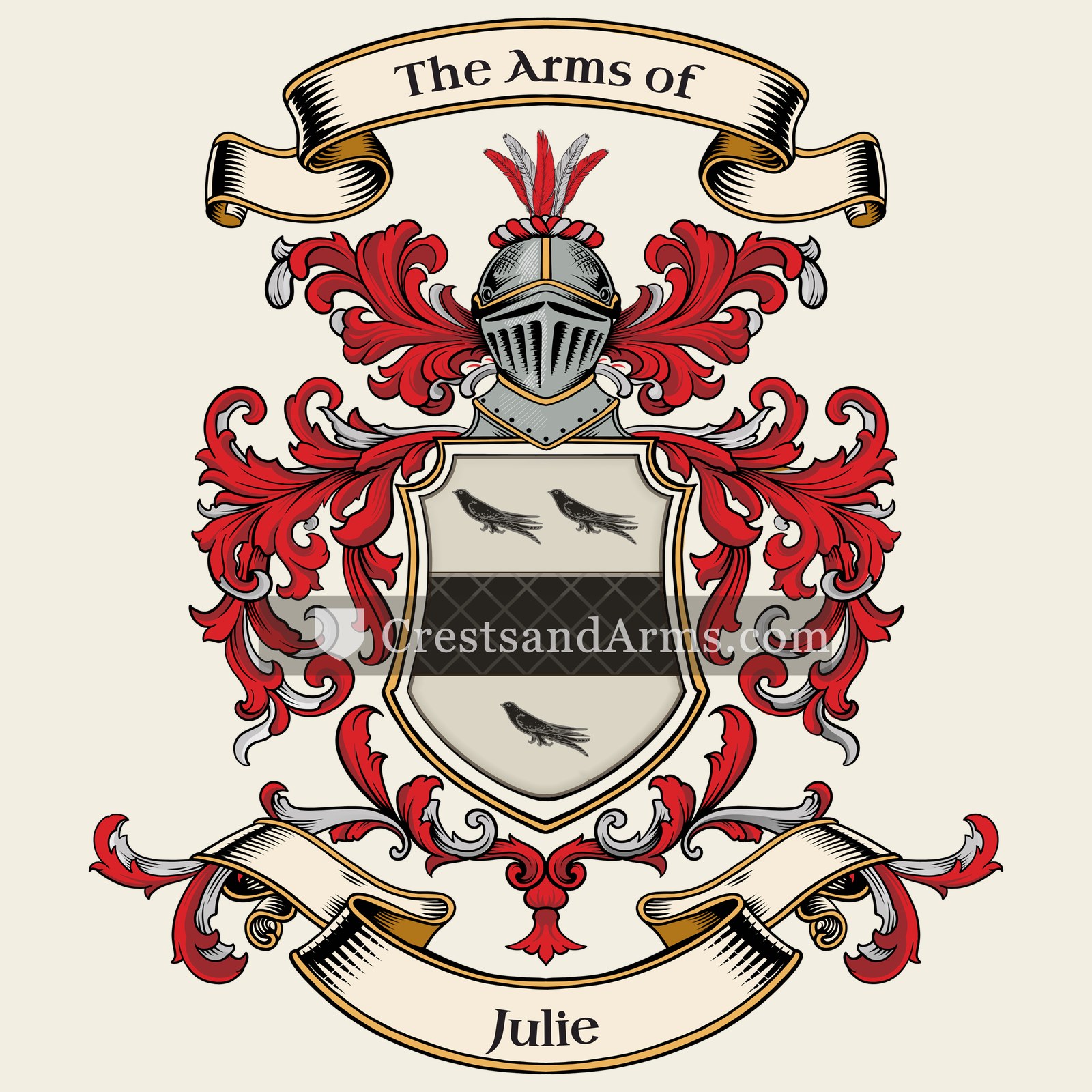 The Julie coat of arms, drawn from the recorded blazon
