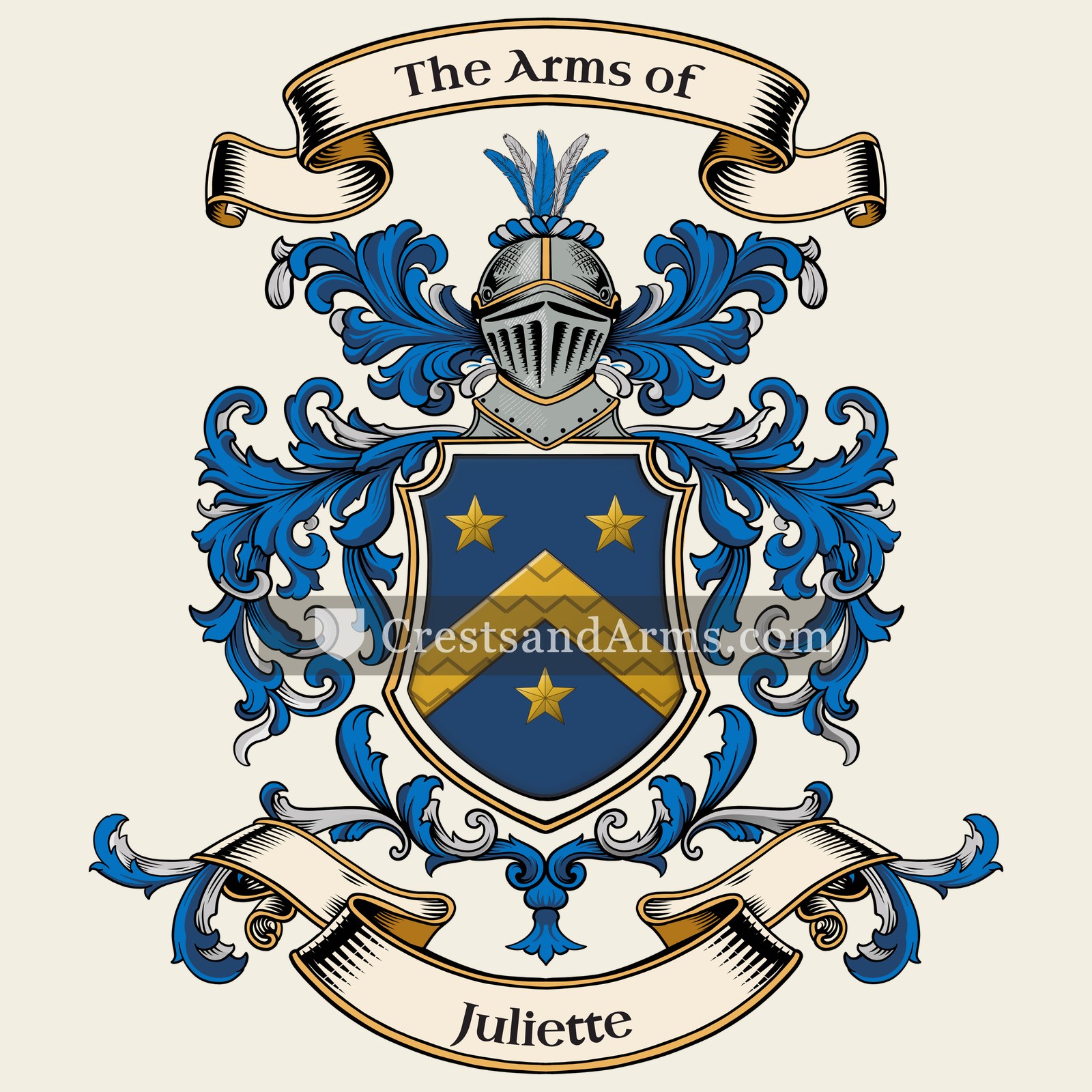 The Juliette coat of arms, drawn from the recorded blazon