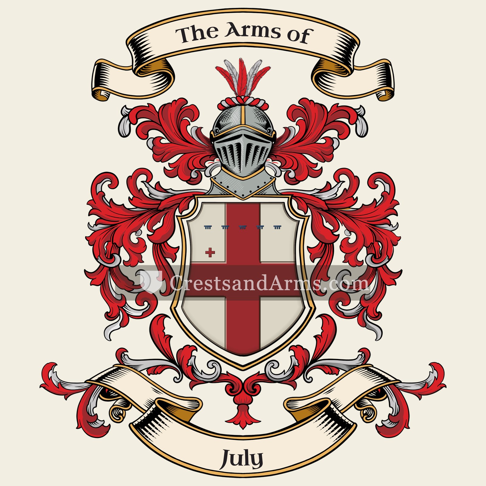 The July coat of arms, drawn from the recorded blazon
