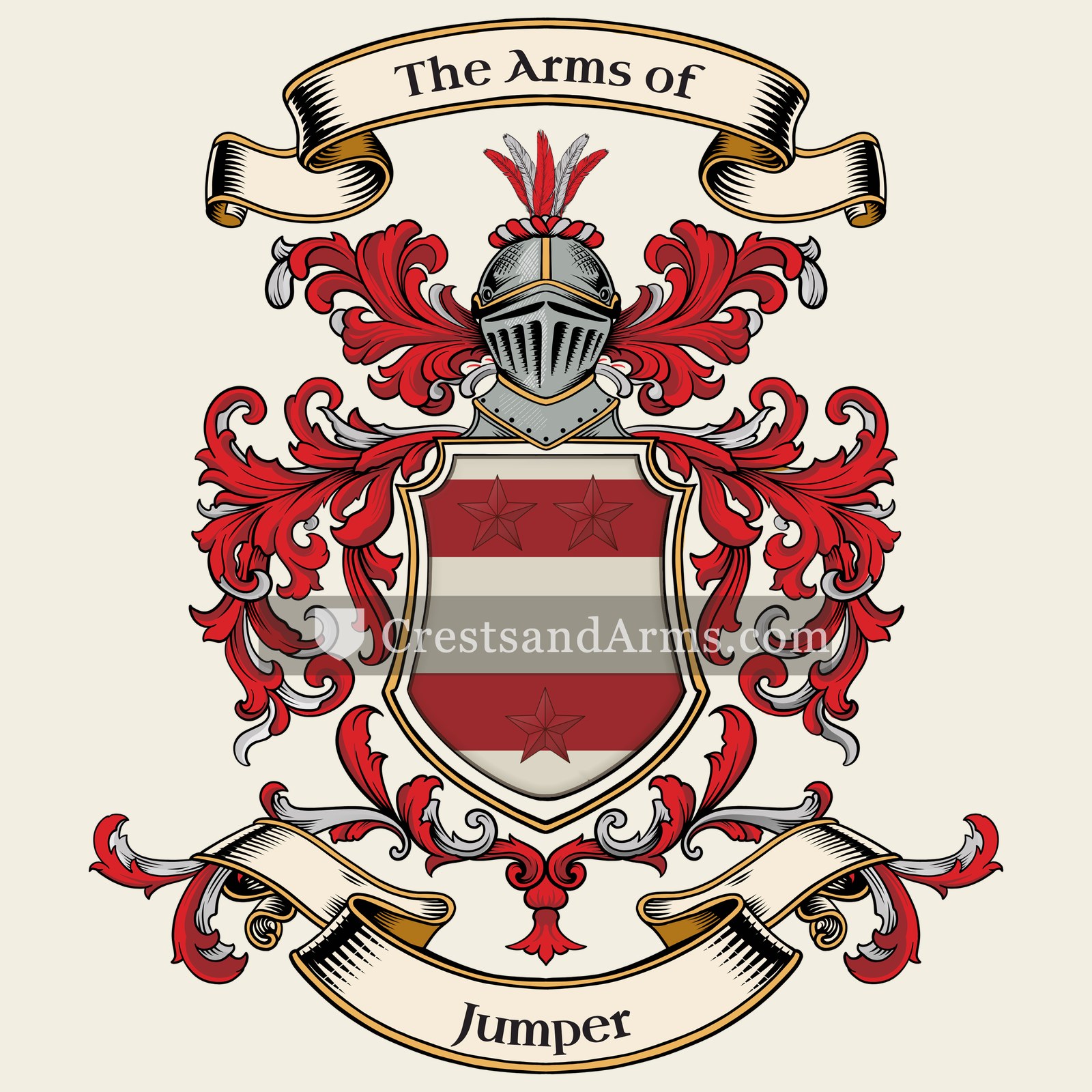 The Jumper coat of arms, drawn from the recorded blazon