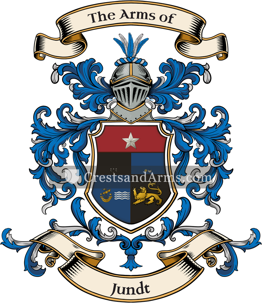 The Jundt coat of arms, drawn from the recorded blazon