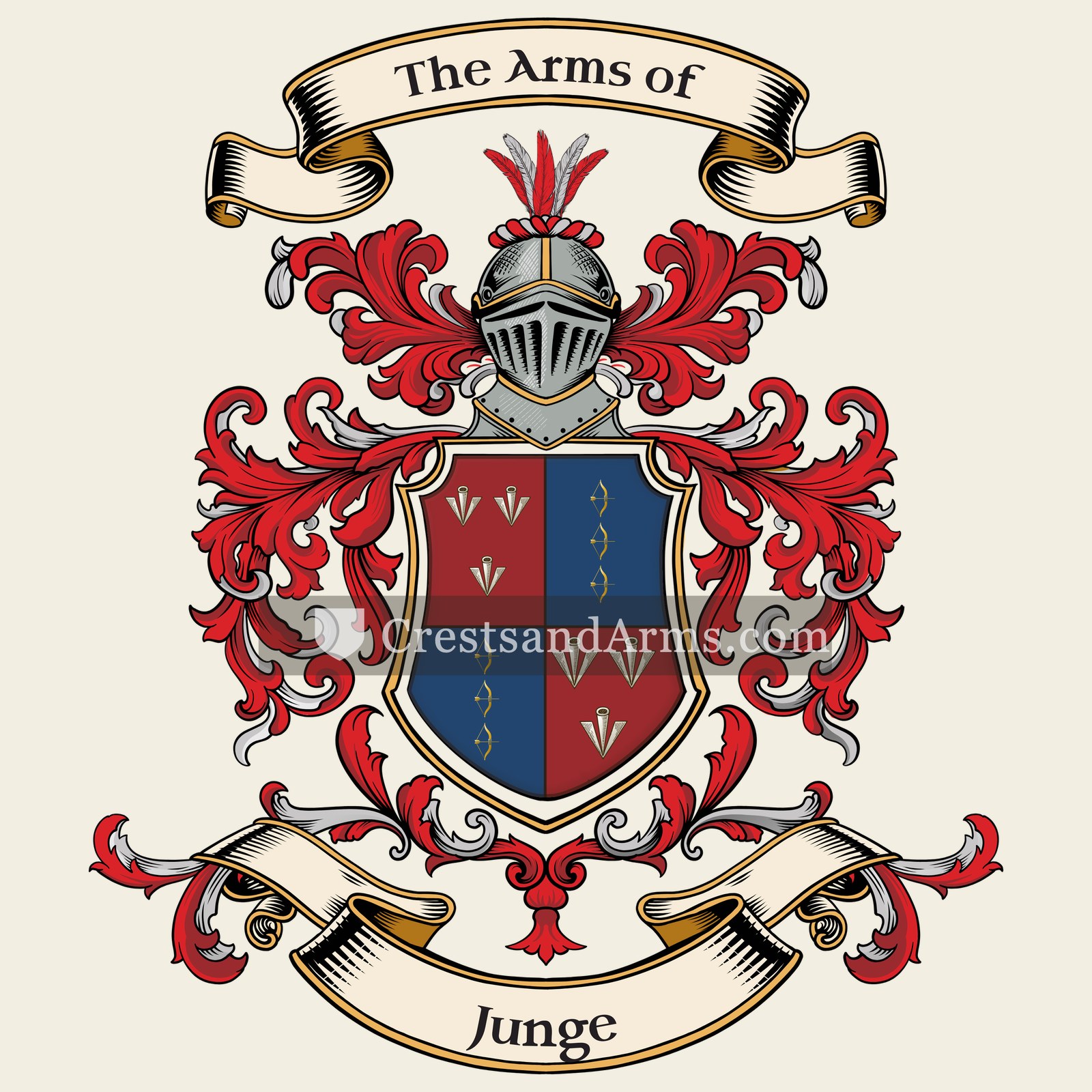 The Junge coat of arms, drawn from the recorded blazon