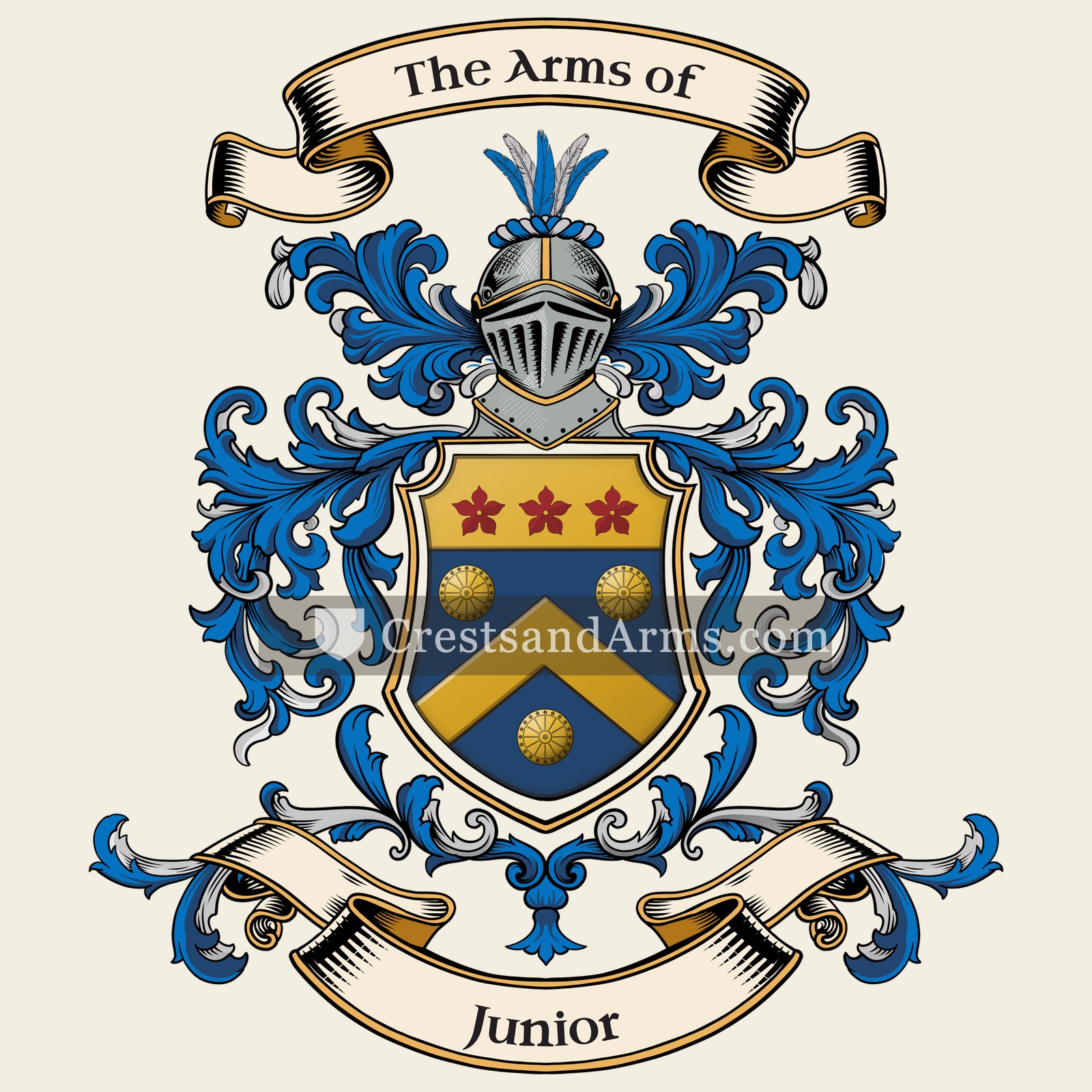 The Junior coat of arms, drawn from the recorded blazon