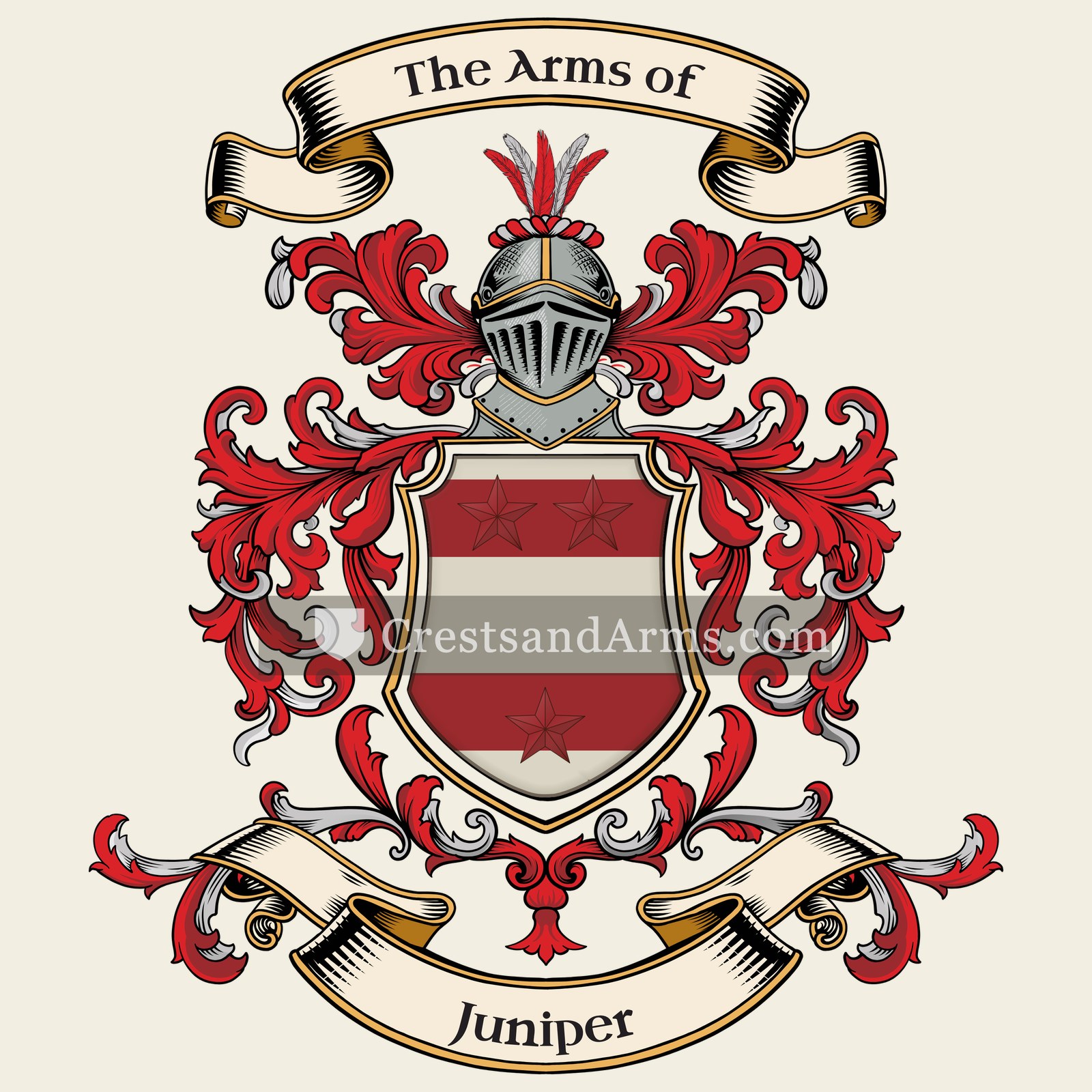 The Juniper coat of arms, drawn from the recorded blazon