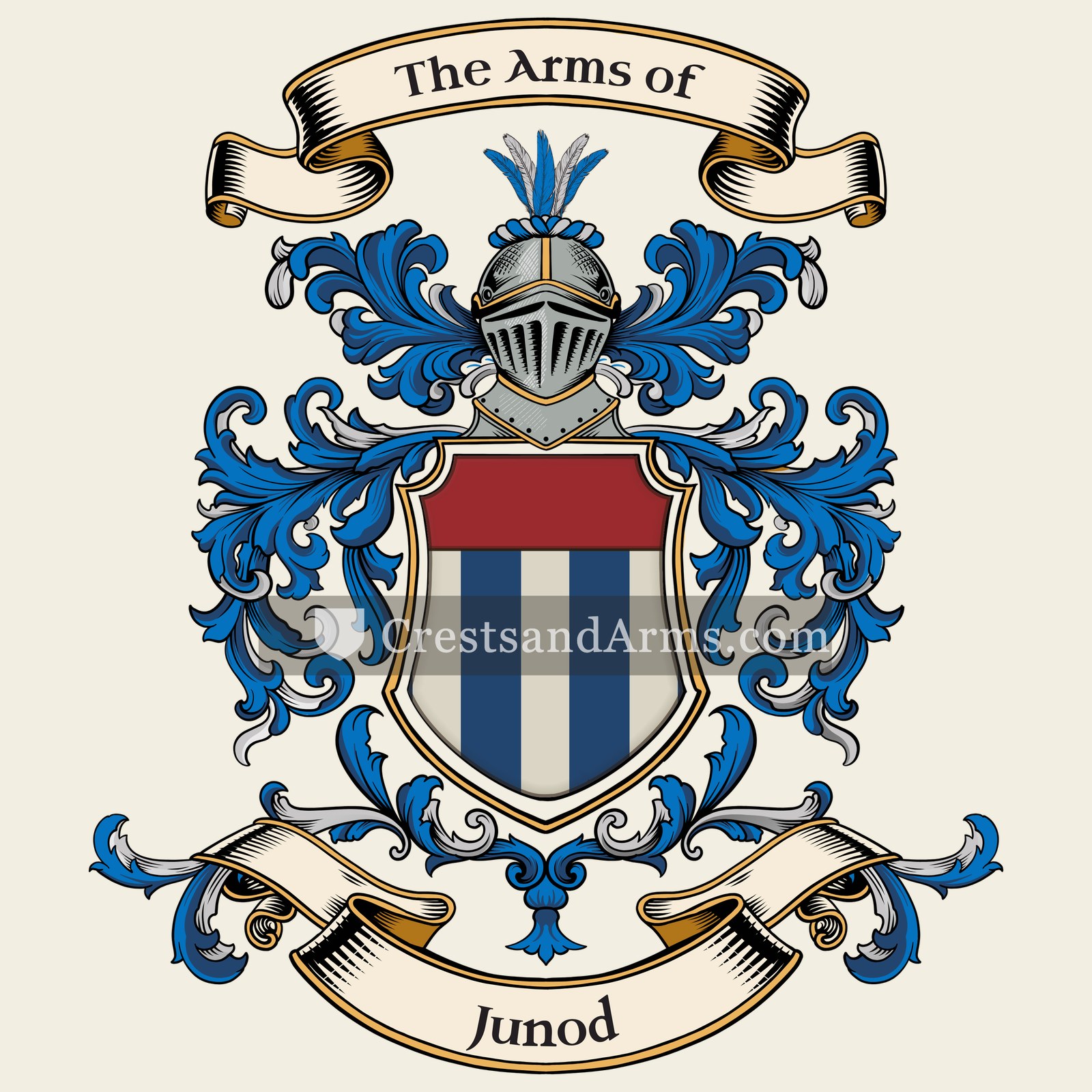 The Junod coat of arms, drawn from the recorded blazon