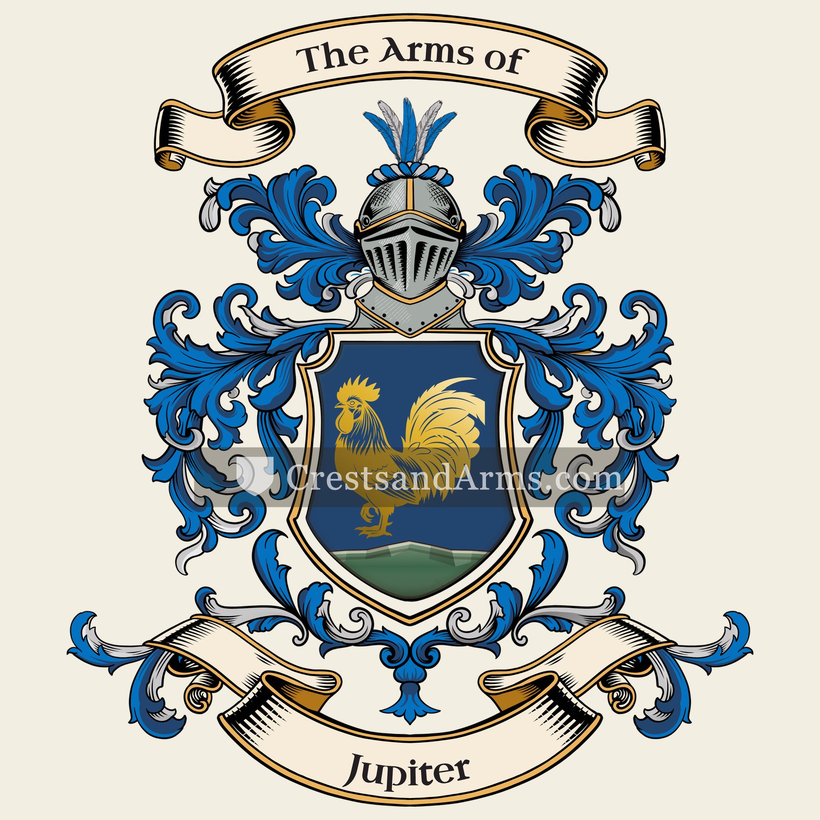 The Jupiter coat of arms, drawn from the recorded blazon