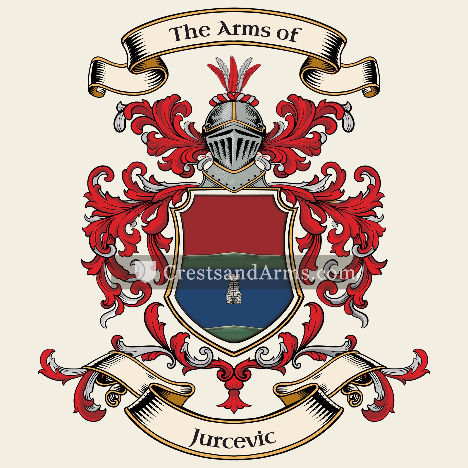 The Jurcevic coat of arms, drawn from the recorded blazon