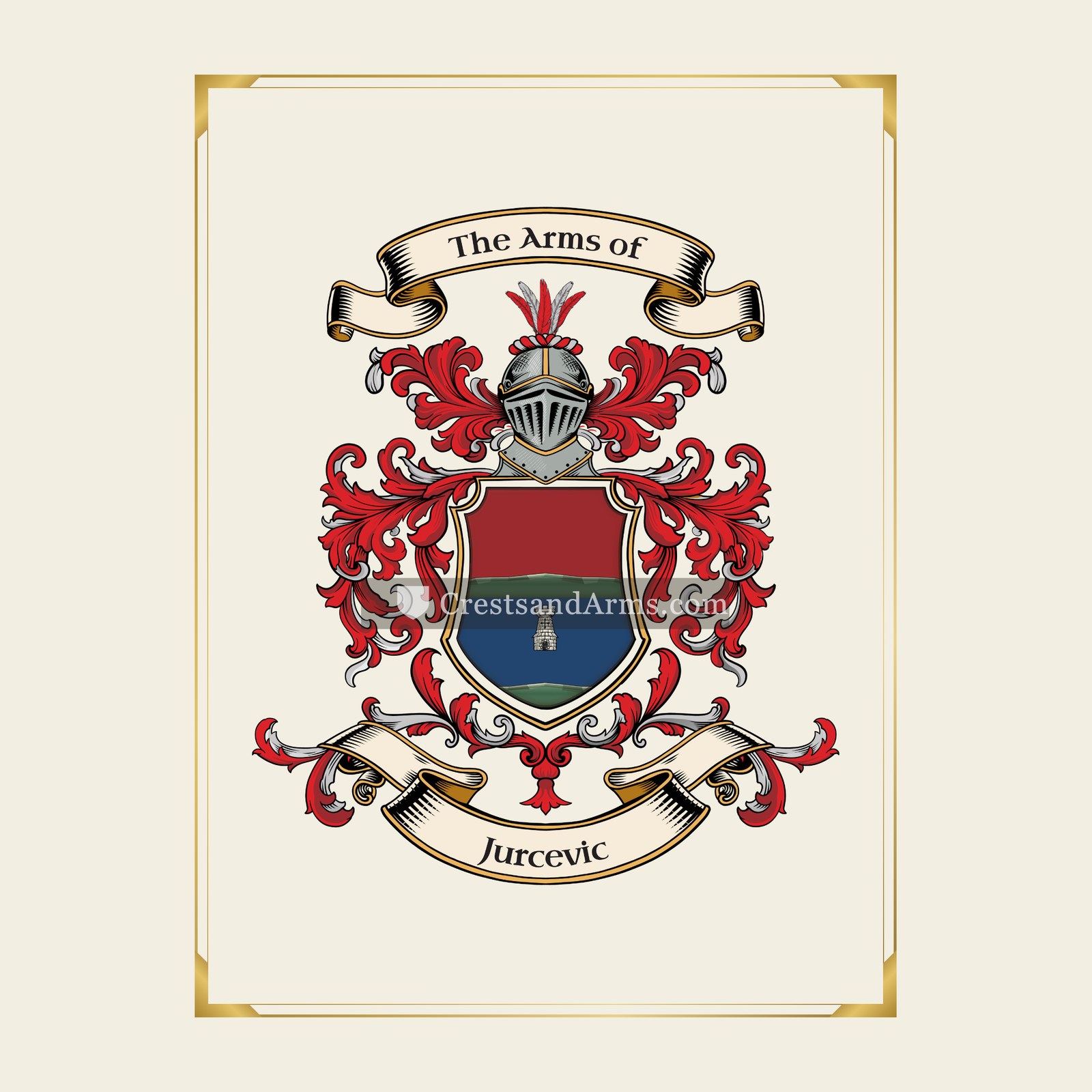 With gold border