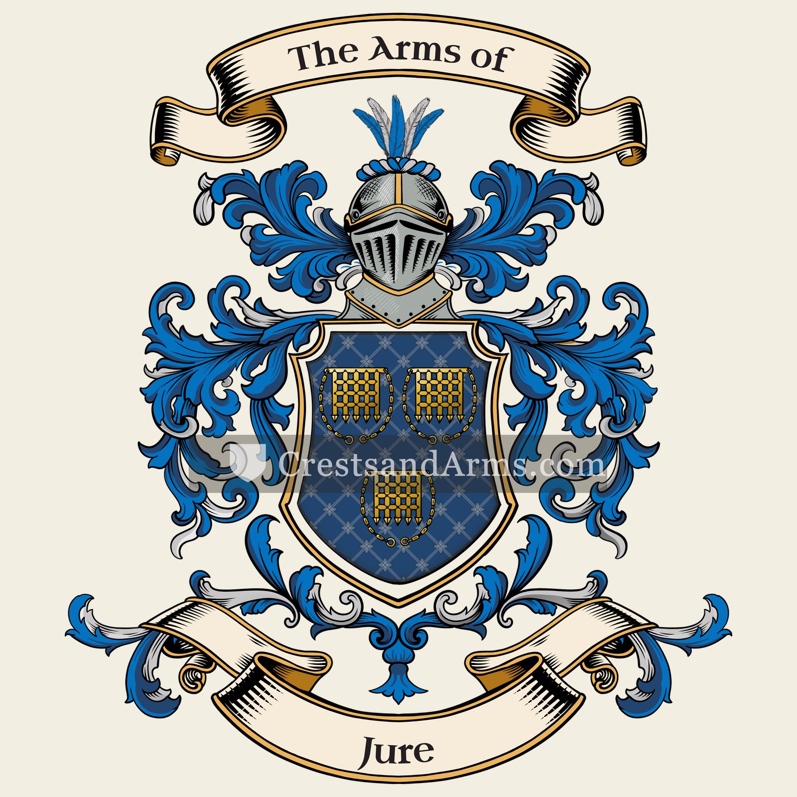 The Jure coat of arms, drawn from the recorded blazon