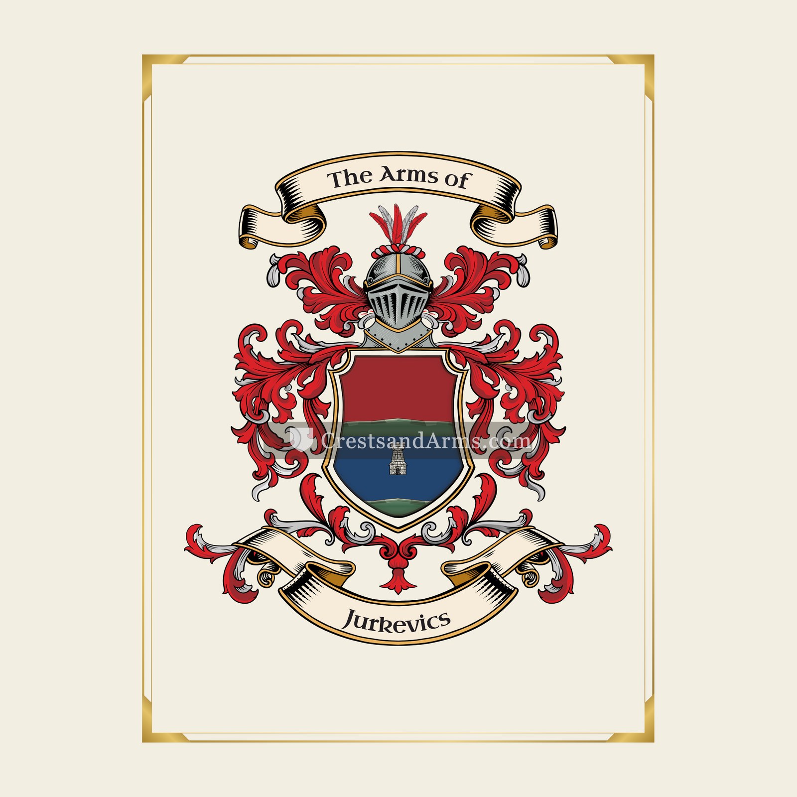 With gold border