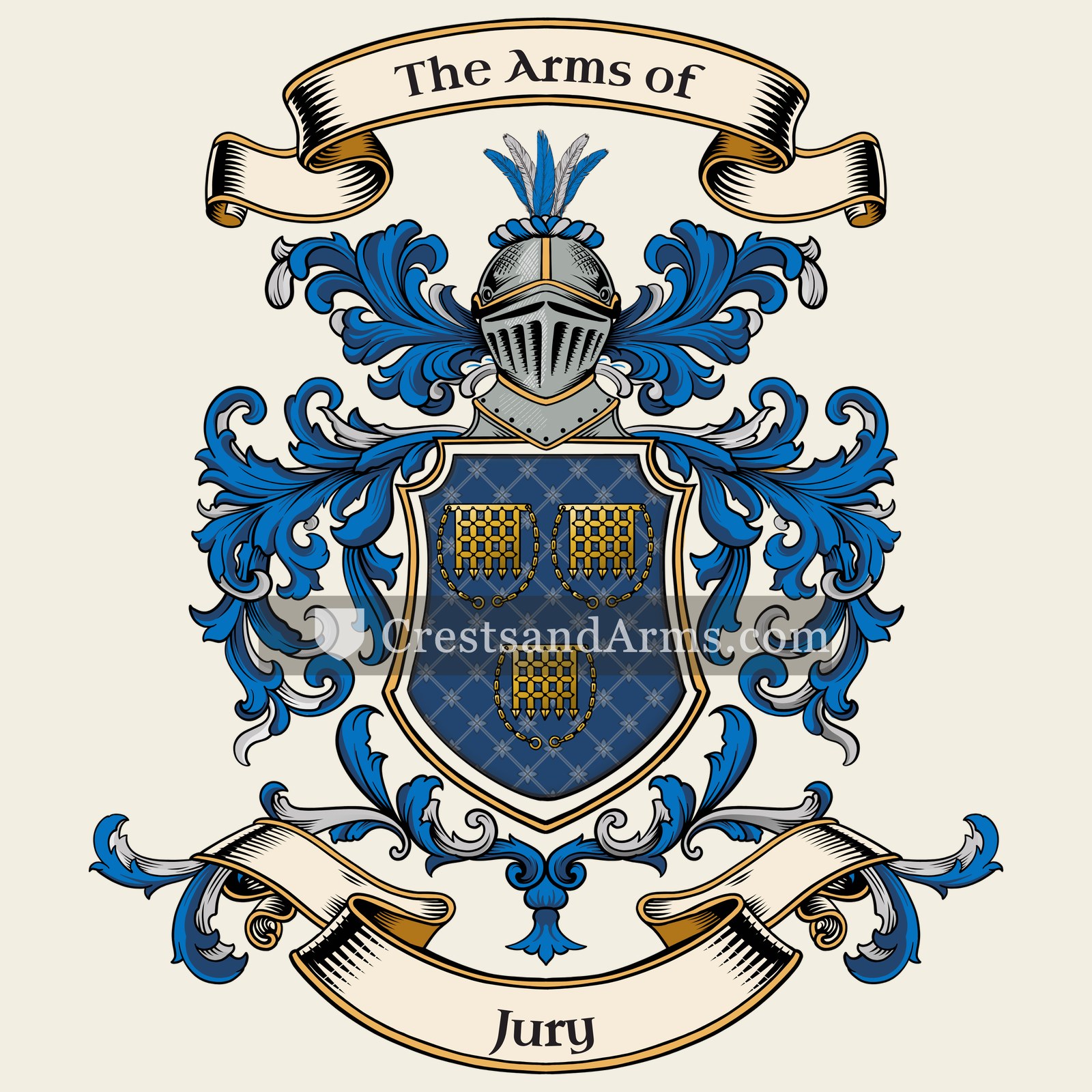 The Jury coat of arms, drawn from the recorded blazon