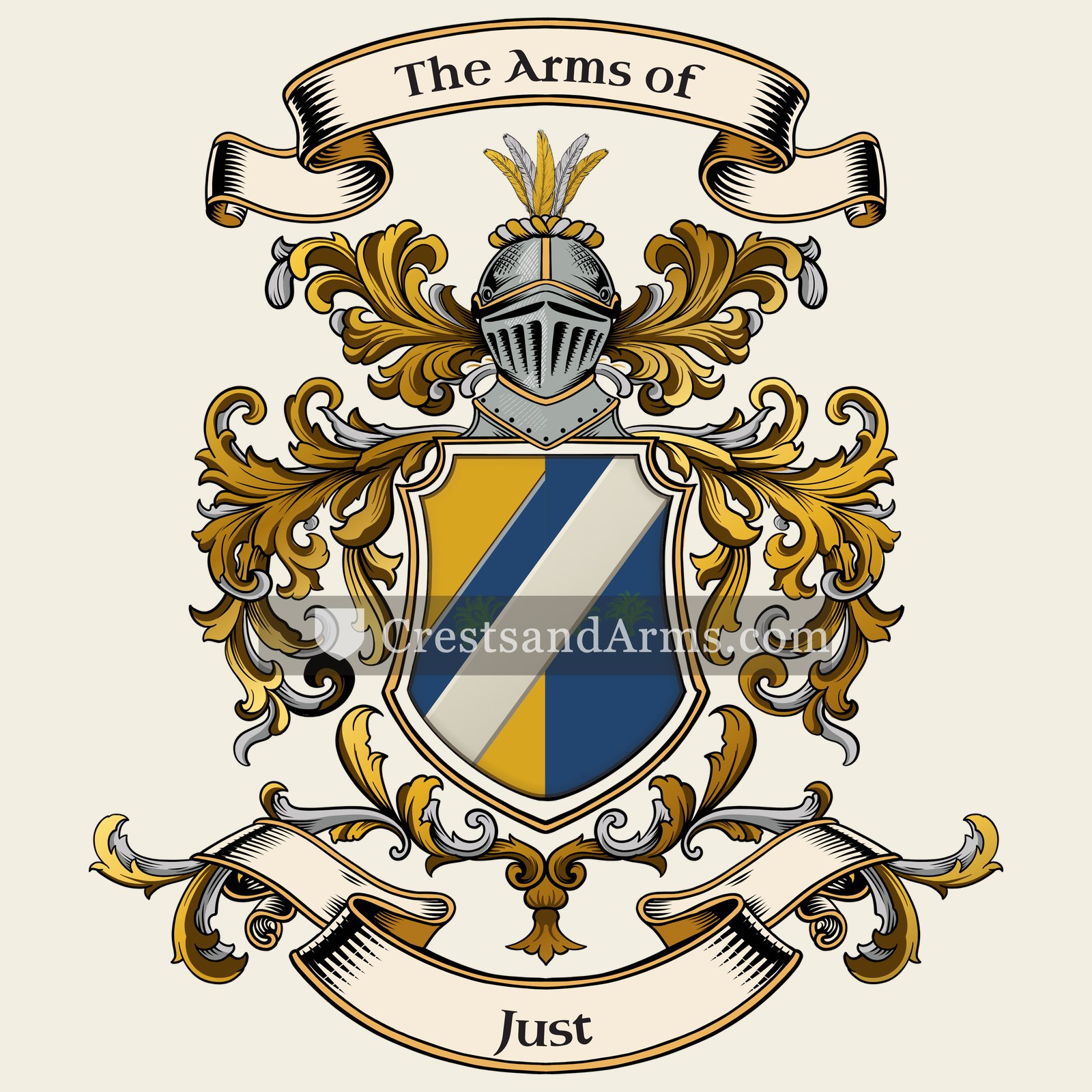 The Just coat of arms, drawn from the recorded blazon