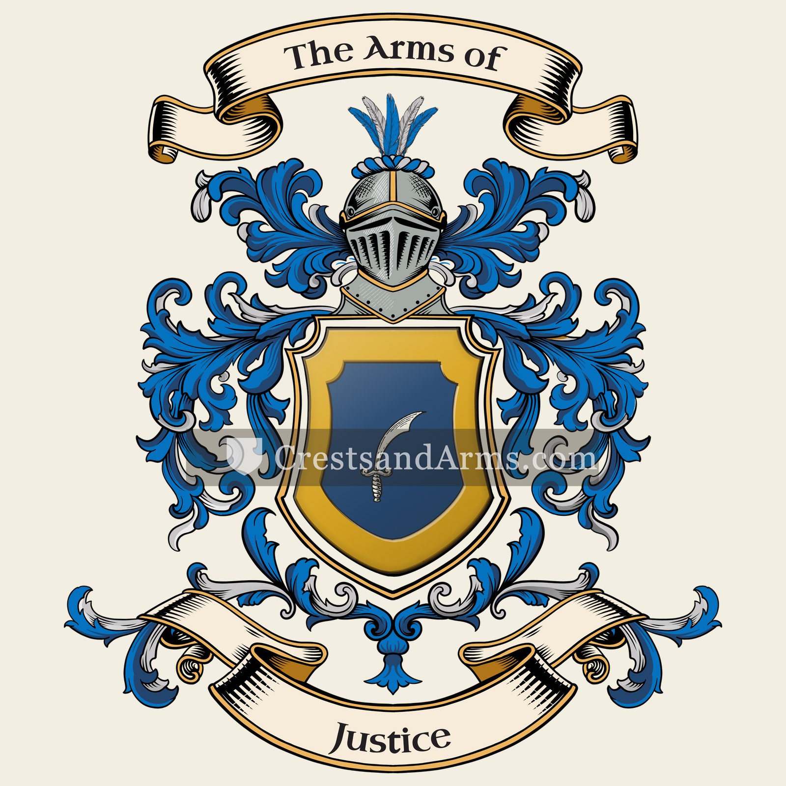 The Justice coat of arms, drawn from the recorded blazon
