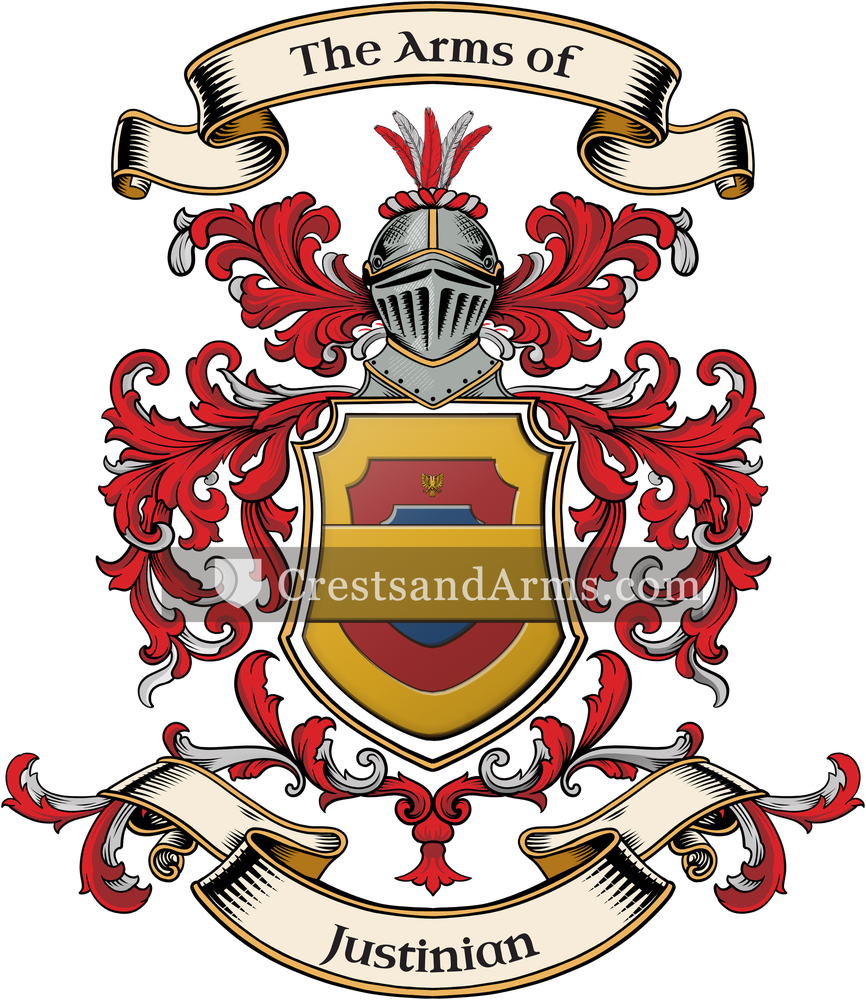 The Justinian coat of arms, drawn from the recorded blazon