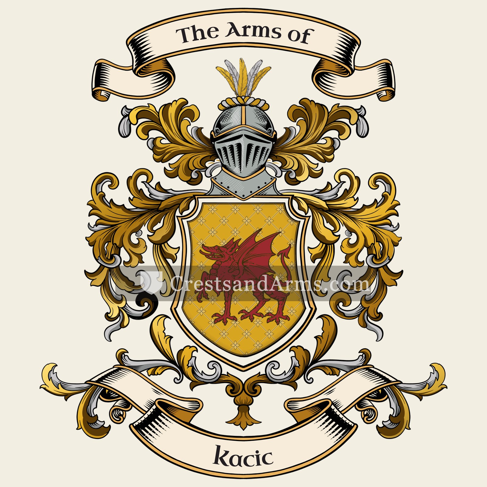 The Kacic coat of arms, drawn from the recorded blazon