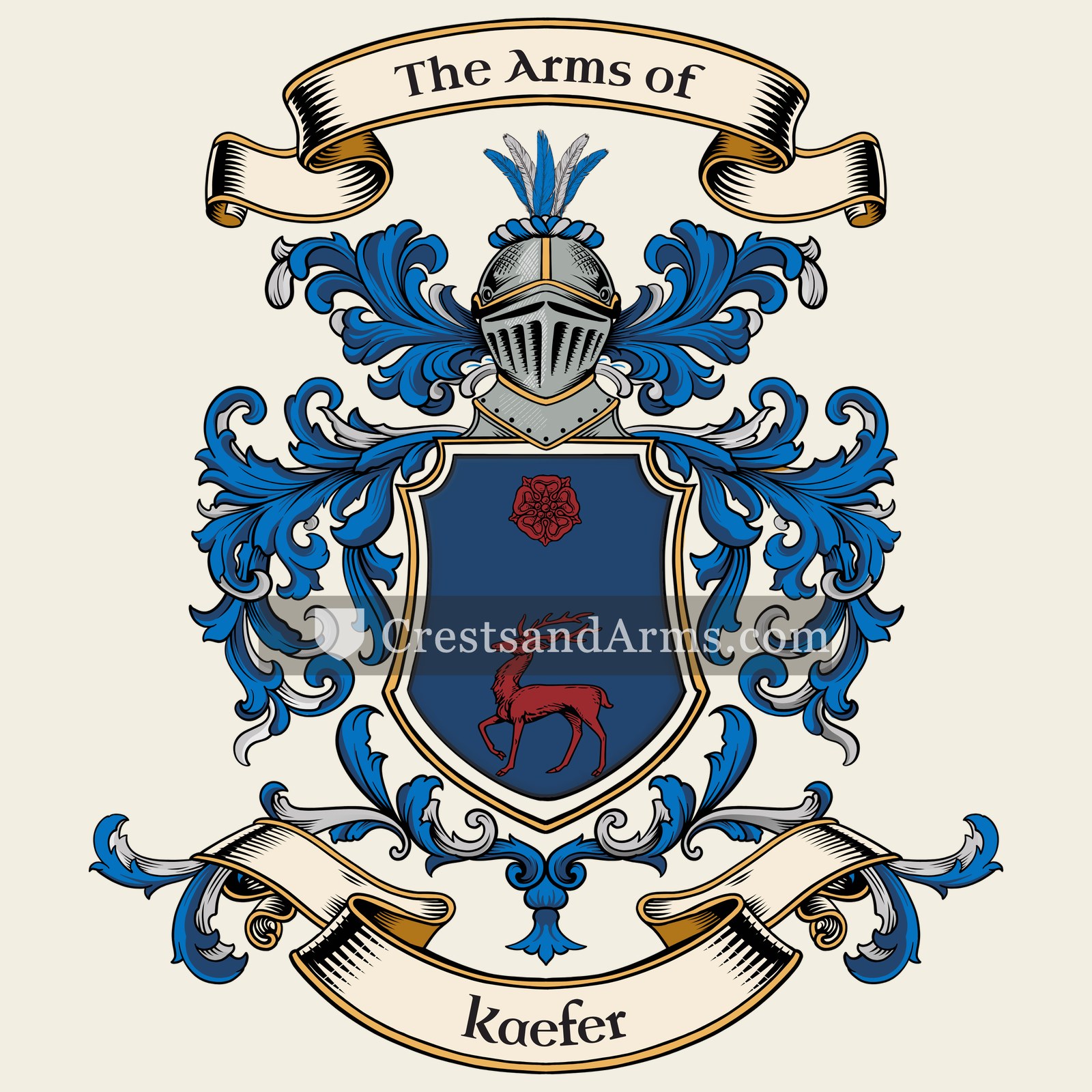 The Kaefer coat of arms, drawn from the recorded blazon